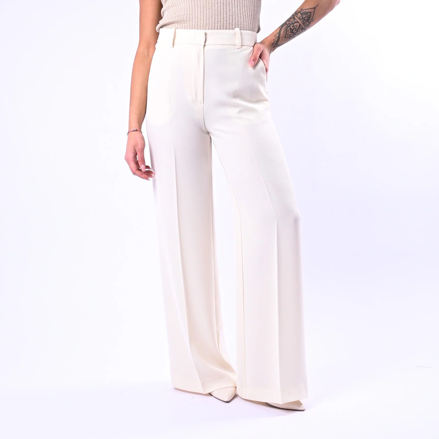 GOLD - PANTALONE PALAZZO FLUIDO ART.17206/4724 - LATTE