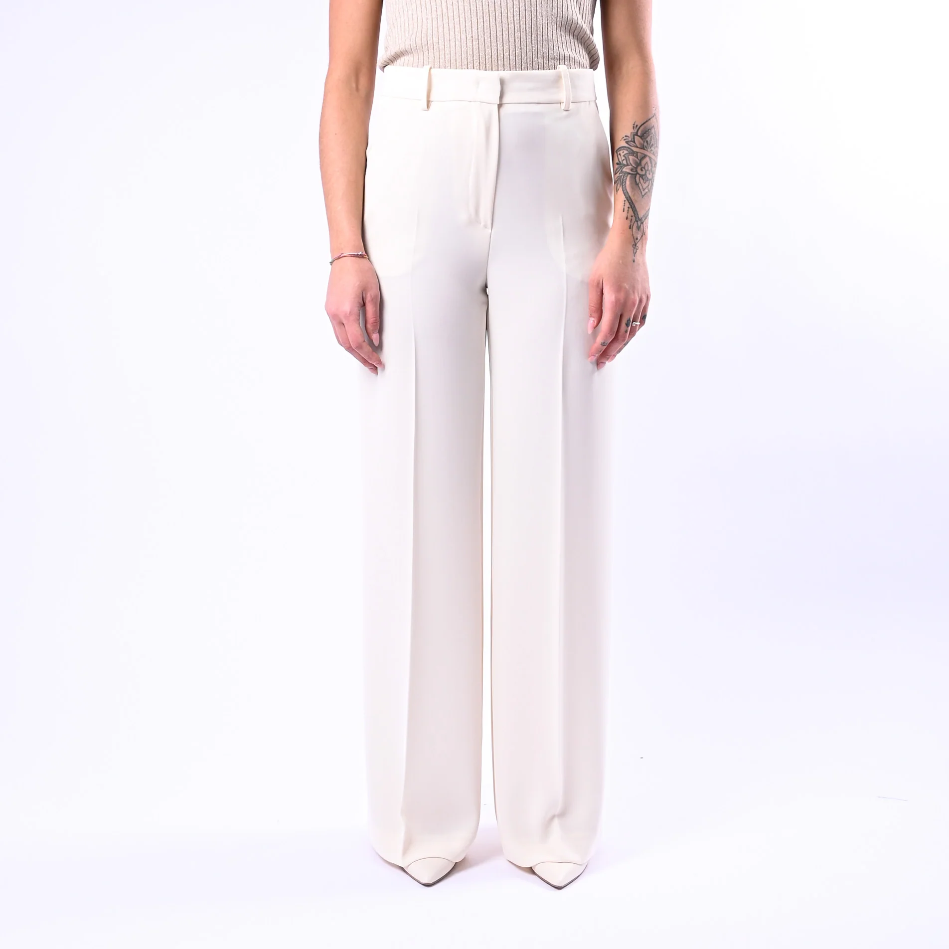 GOLD - PANTALONE PALAZZO FLUIDO ART.17206/4724 - LATTE - Image 2