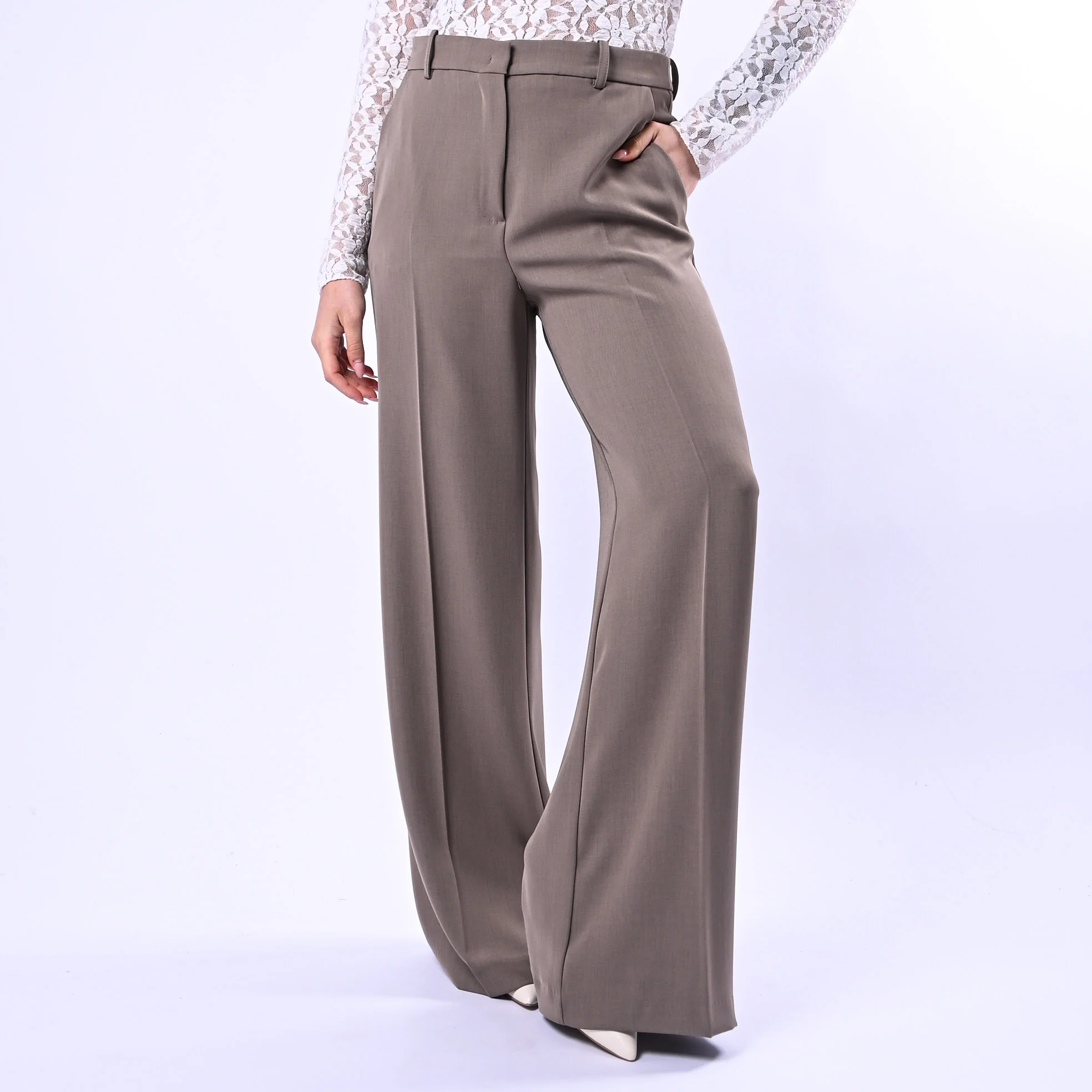 GOLD - PANTALONE PALAZZO FLUIDO ART.17206/4724 - TORTORA