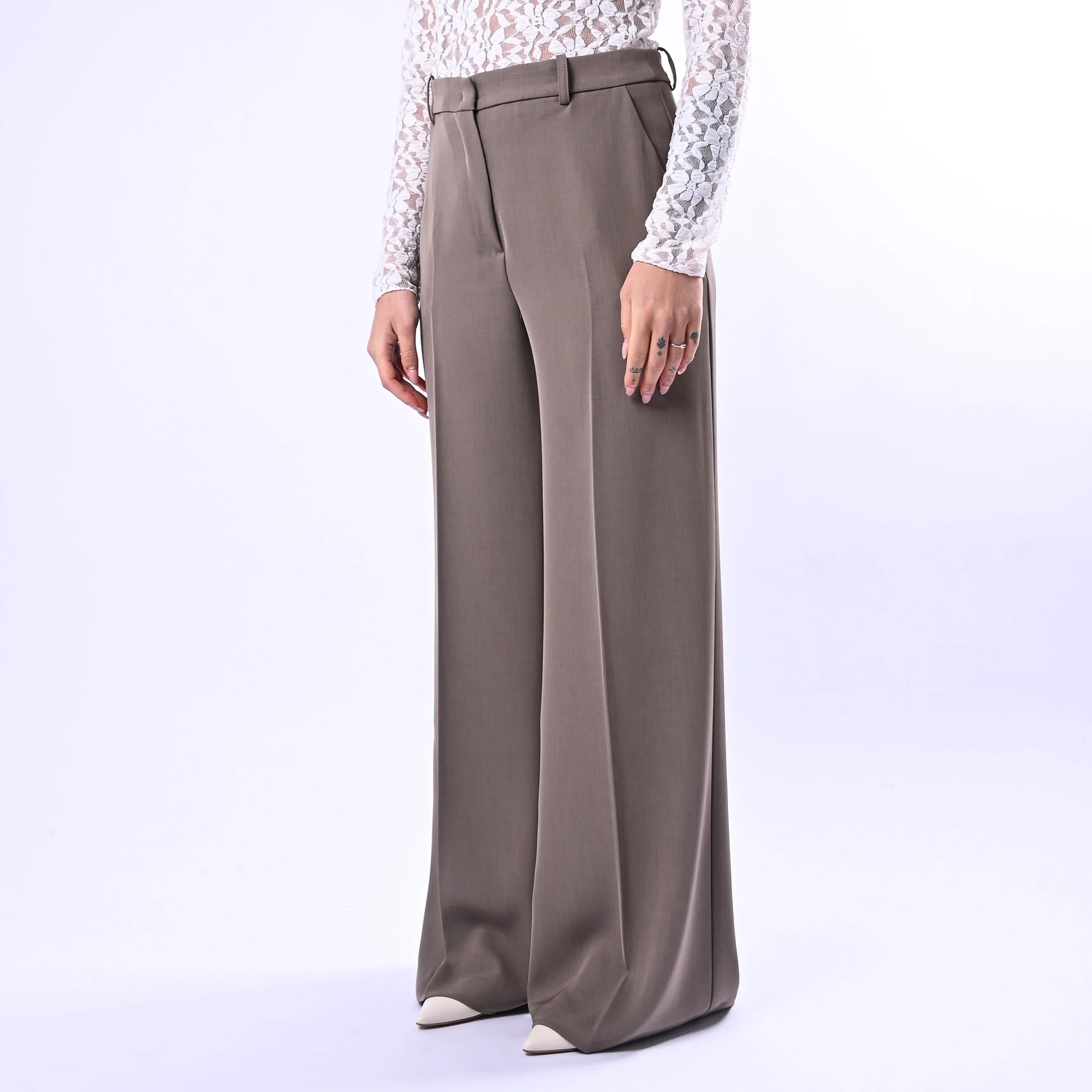 GOLD - PANTALONE PALAZZO FLUIDO ART.17206/4724 - TORTORA - Image 3