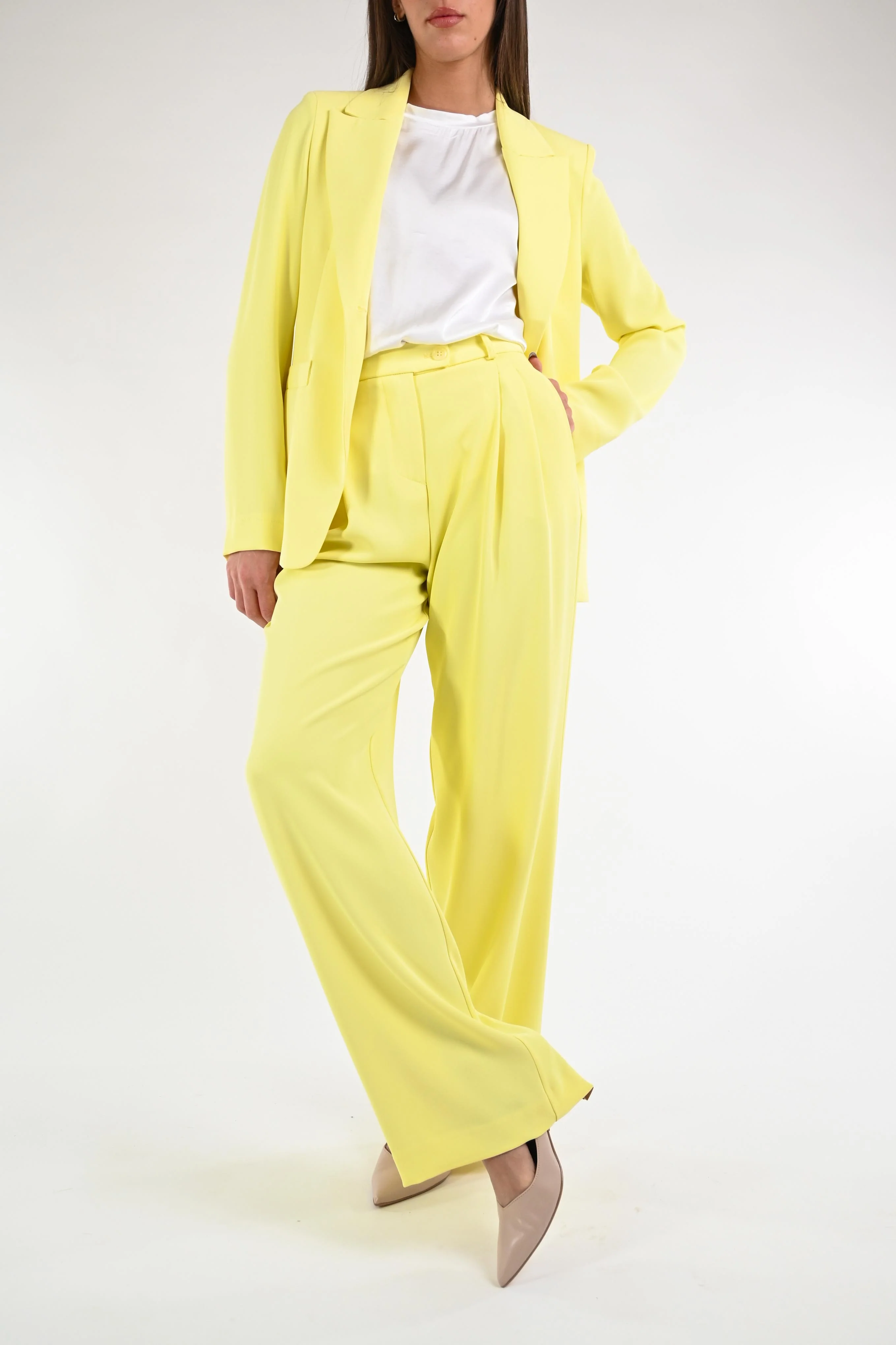 GOLD - PANTALONE PALAZZO FLUIDO IN CADY ART.17766/4552 - GIALLO - Image 5