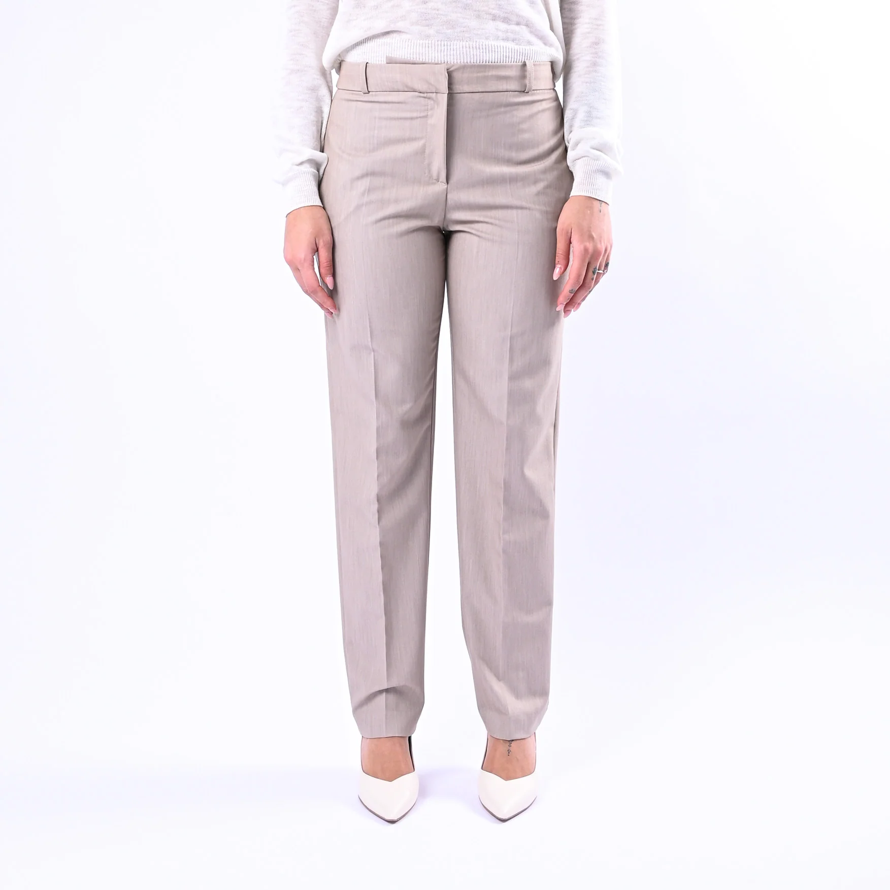 GOLD - PANTALONE SIGARETTA POLIVOSCOSA MELANGE ART.17229/4701 - BEIGE - Image 2