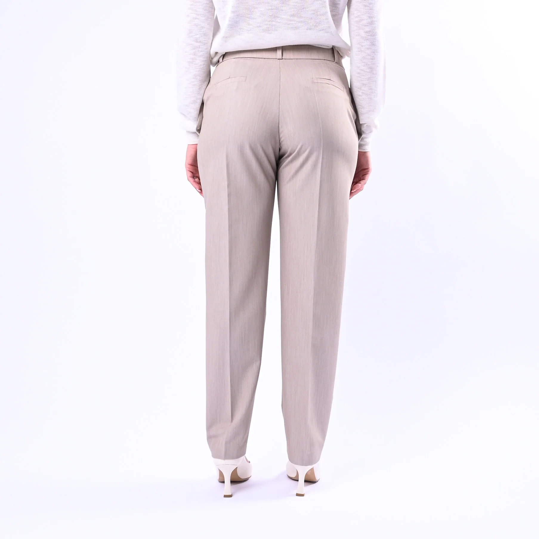 GOLD - PANTALONE SIGARETTA POLIVOSCOSA MELANGE ART.17229/4701 - BEIGE - Image 4