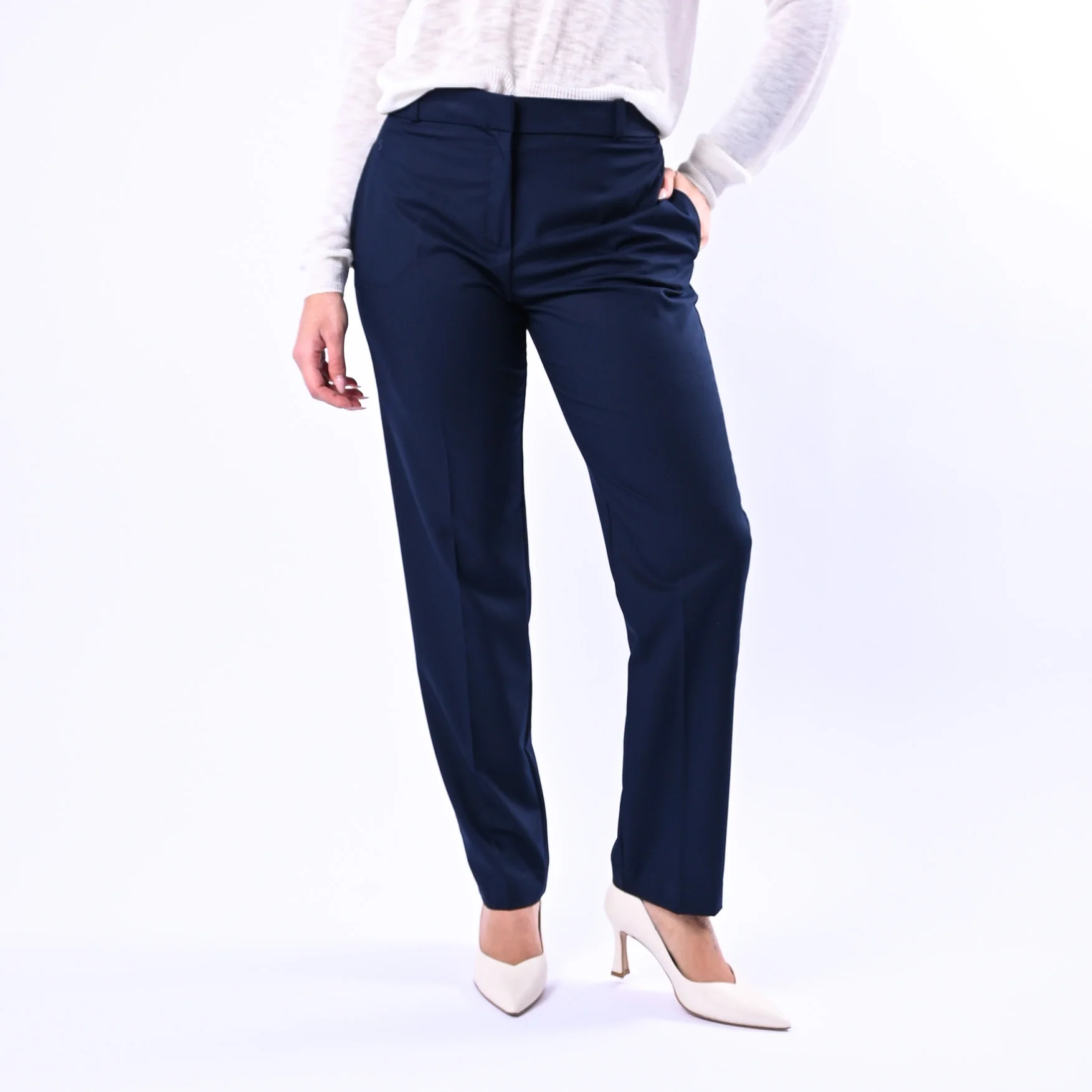 GOLD - PANTALONE SIGARETTA POLIVOSCOSA MELANGE ART.17229/4701 - BLU