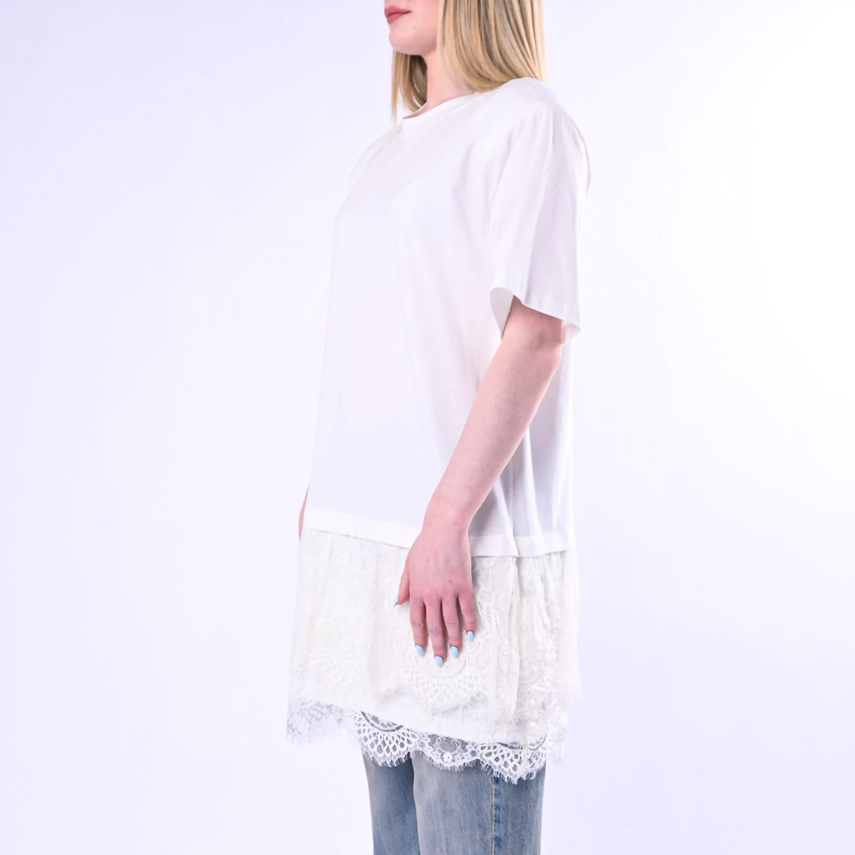 HAVEONE - ABITO CORTO CON SPALLINE E PIZZO ART.AVS-Q141/B - BIANCO - Image 4