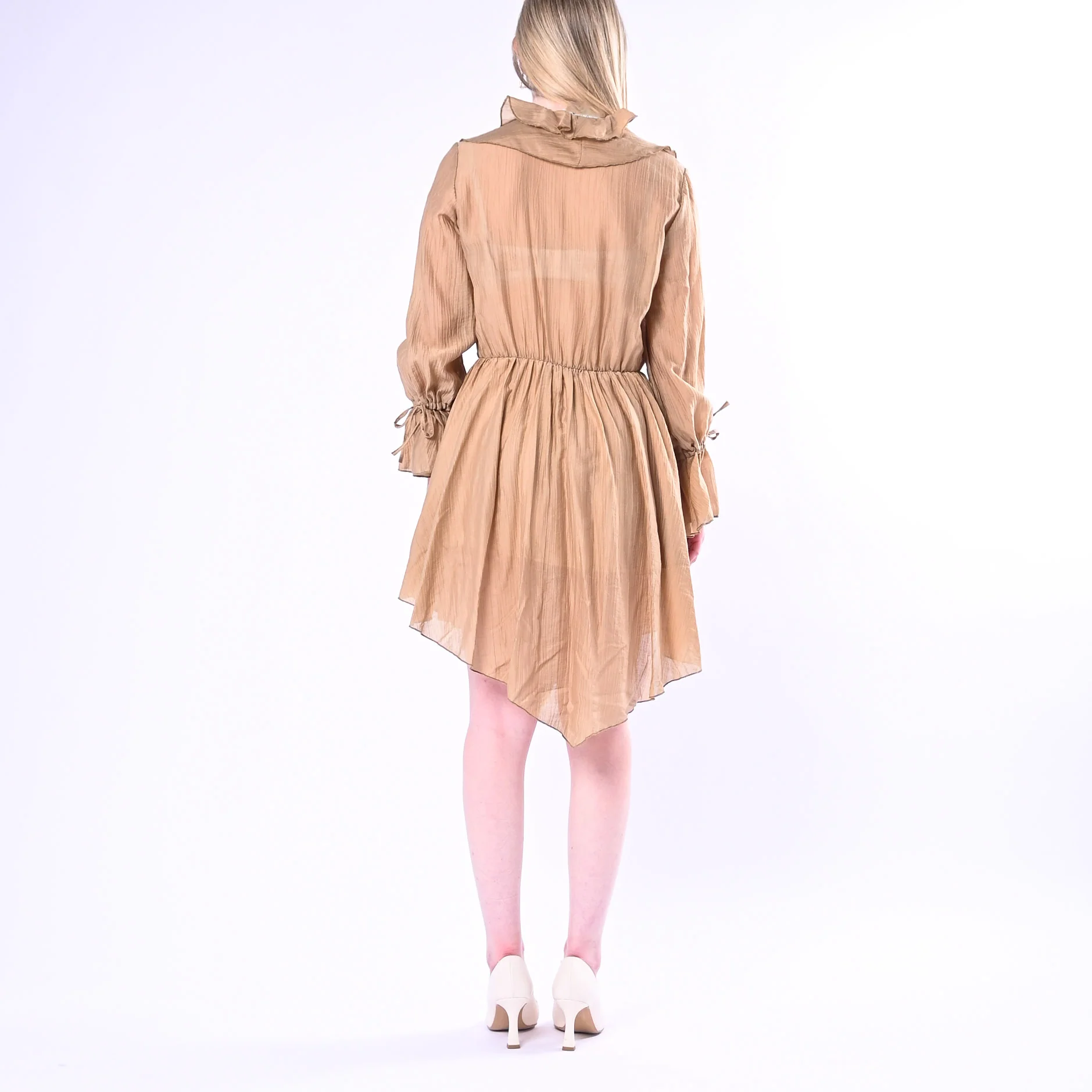 HAVEONE - ABITO CORTO CON ROUGES IN LYOCELL ART.AVS-Q143/B - BEIGE - Image 4