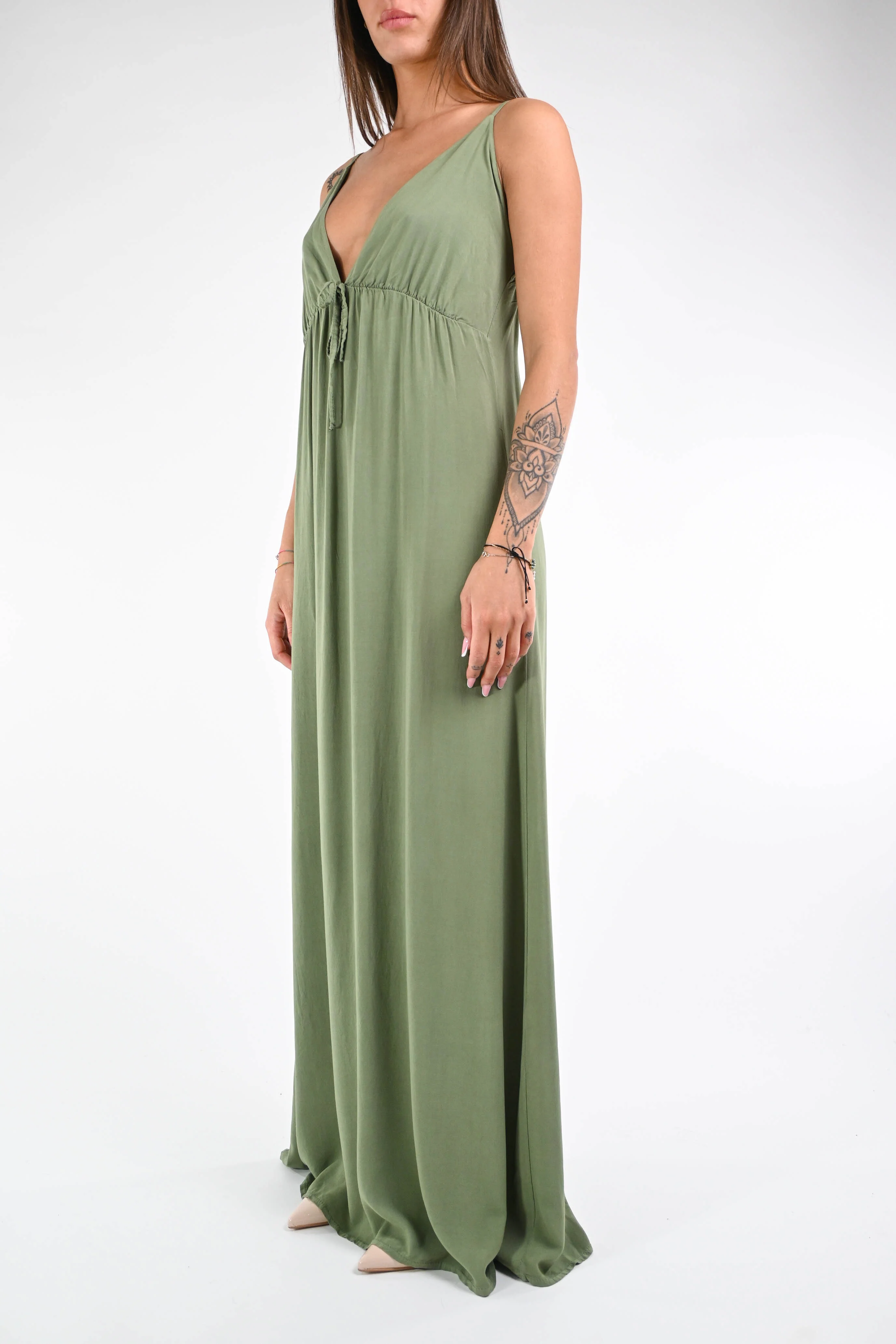 HAVEONE - ABITO LUNGO IMPERO ART.AAD-N194 - MILITARE - Image 3