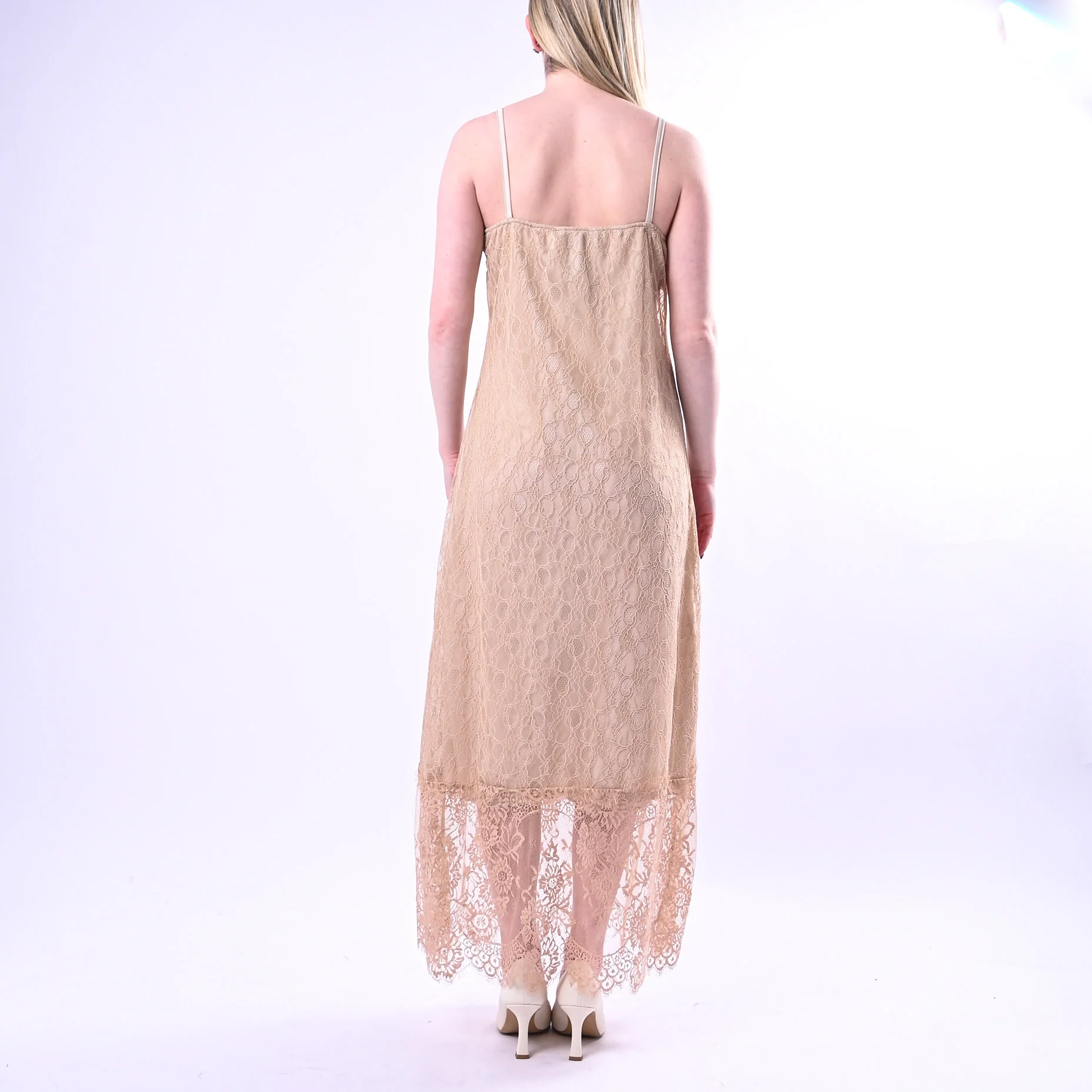 HAVEONE - ABITO SPALLINA LUNGO IN PIZZO MACRAME' ART.AJA-Q083/N - NUDE - Image 4