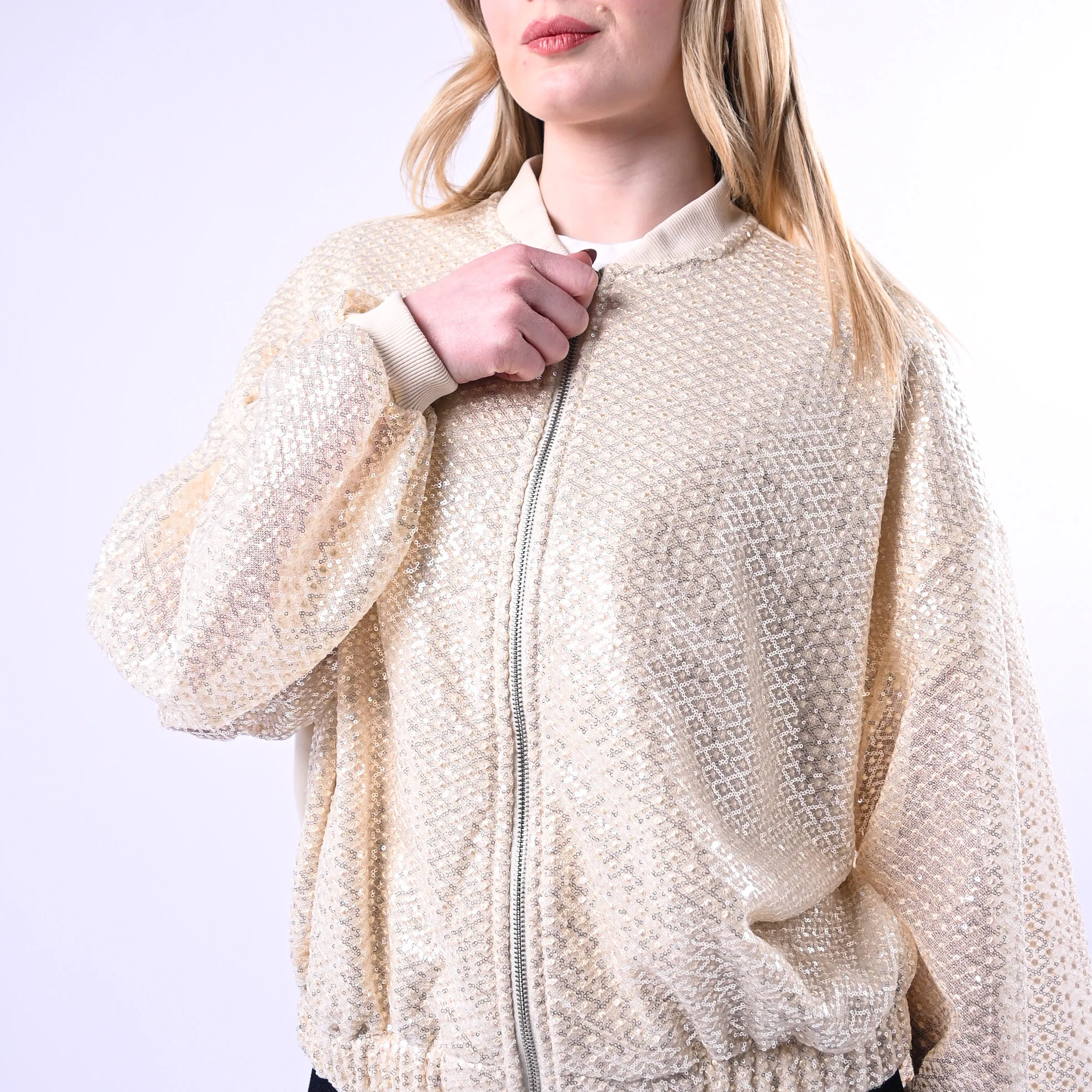 HAVEONE - BOMBER IN FELPA CON PAILLETTES ART.KNO-Q046 - BURRO - Image 5