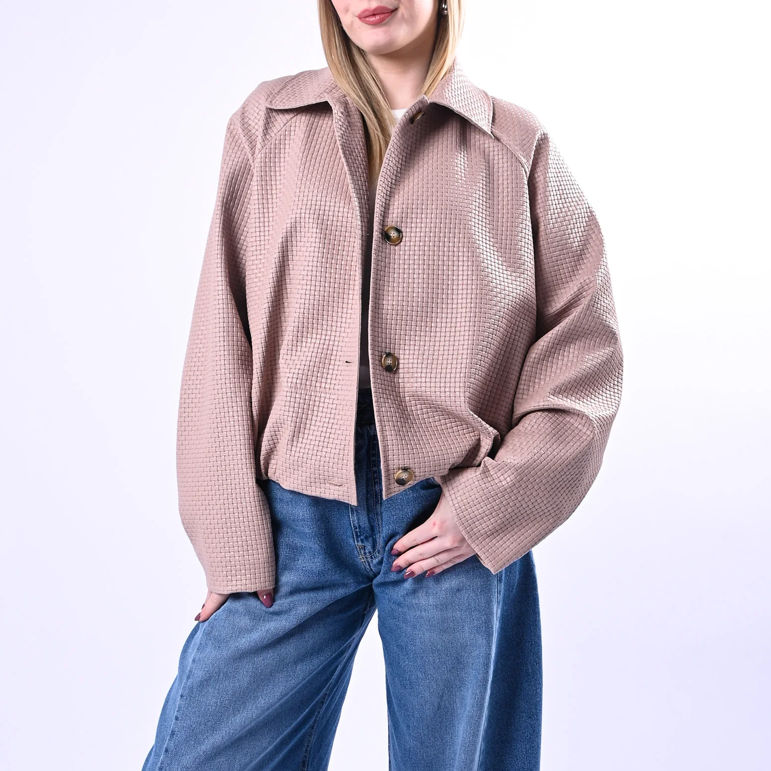 HAVEONE - BOMBER INTRECCIATO ECOPELLE ART.KNO-Q056 - ROSA