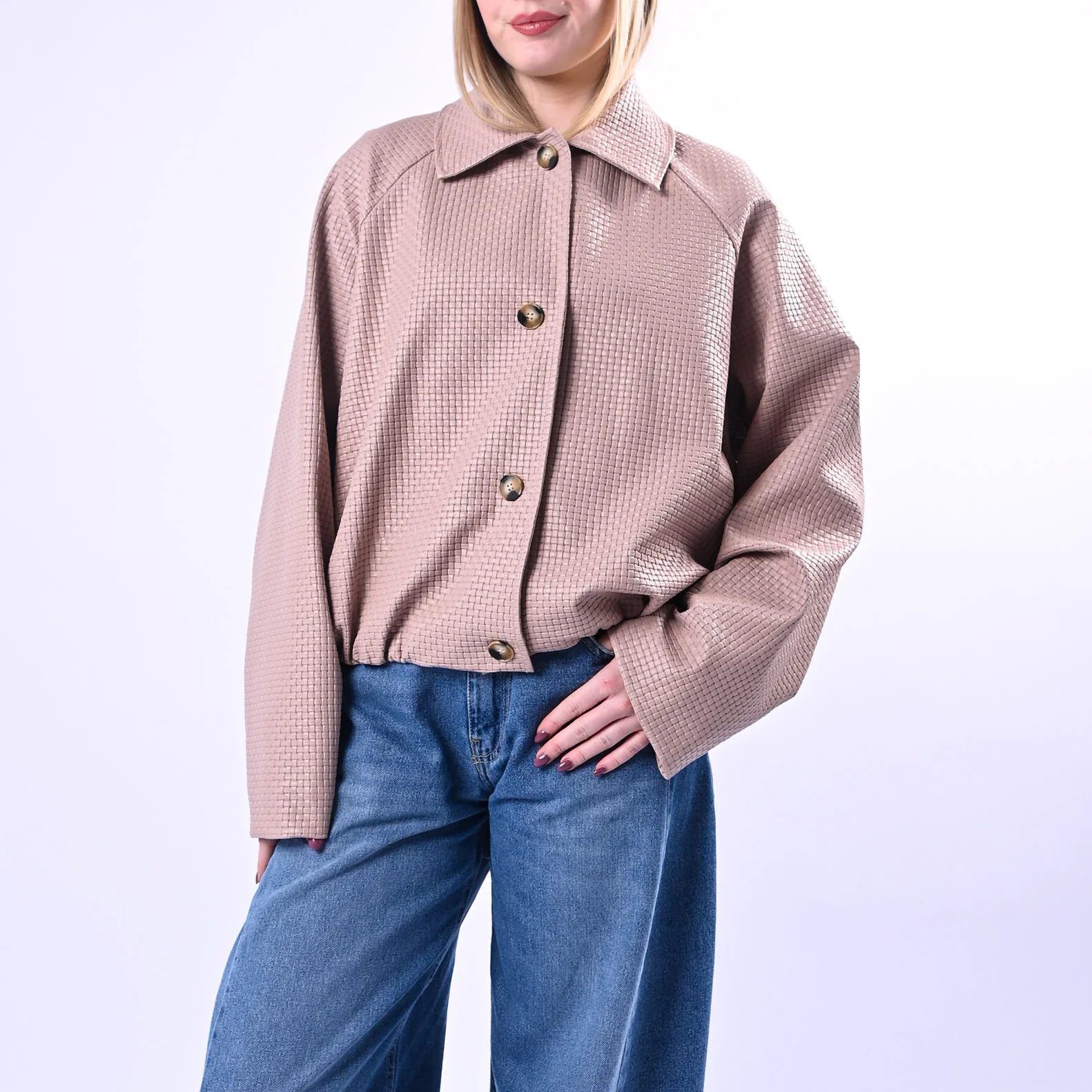 HAVEONE - BOMBER INTRECCIATO ECOPELLE ART.KNO-Q056 - ROSA - Image 2