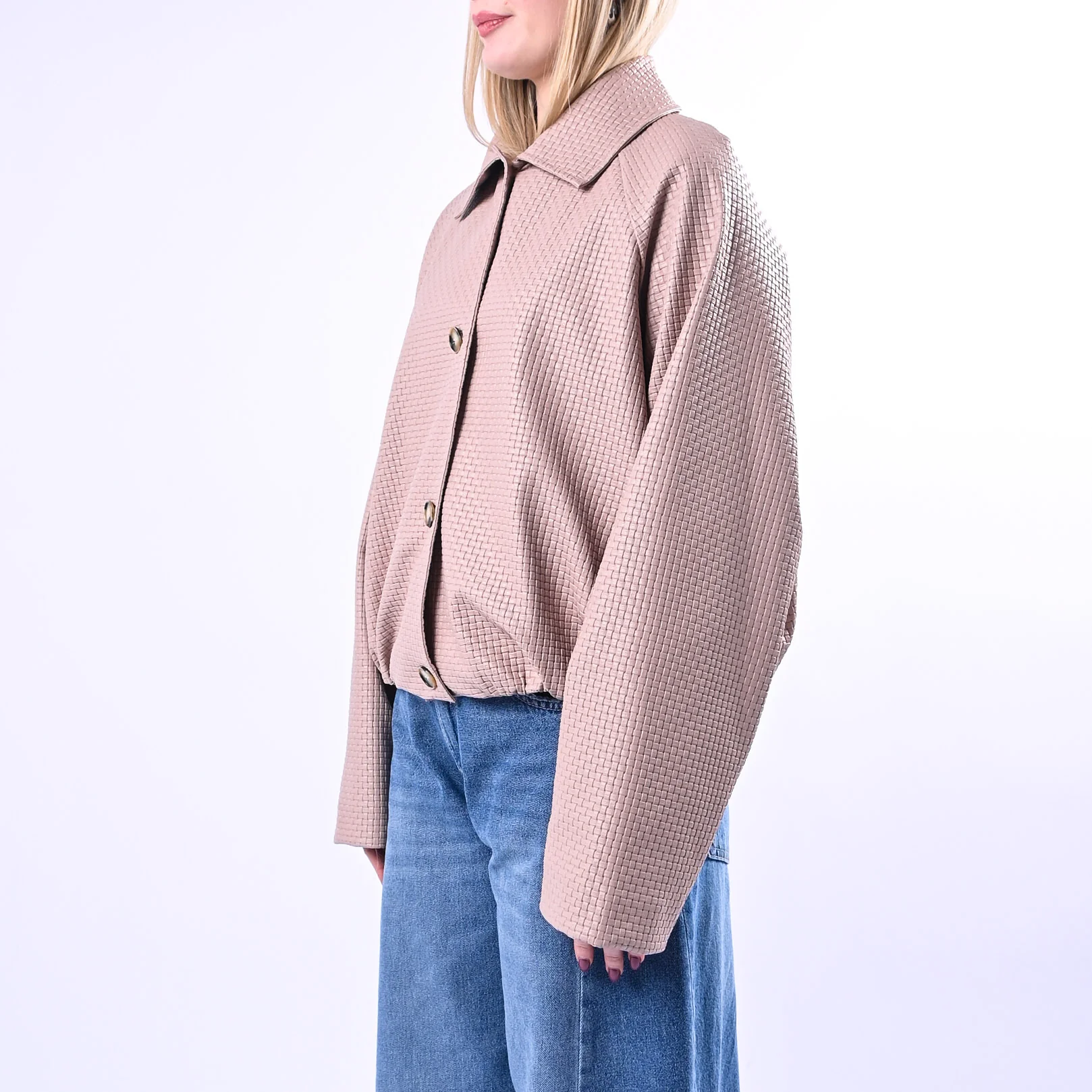 HAVEONE - BOMBER INTRECCIATO ECOPELLE ART.KNO-Q056 - ROSA - Image 3