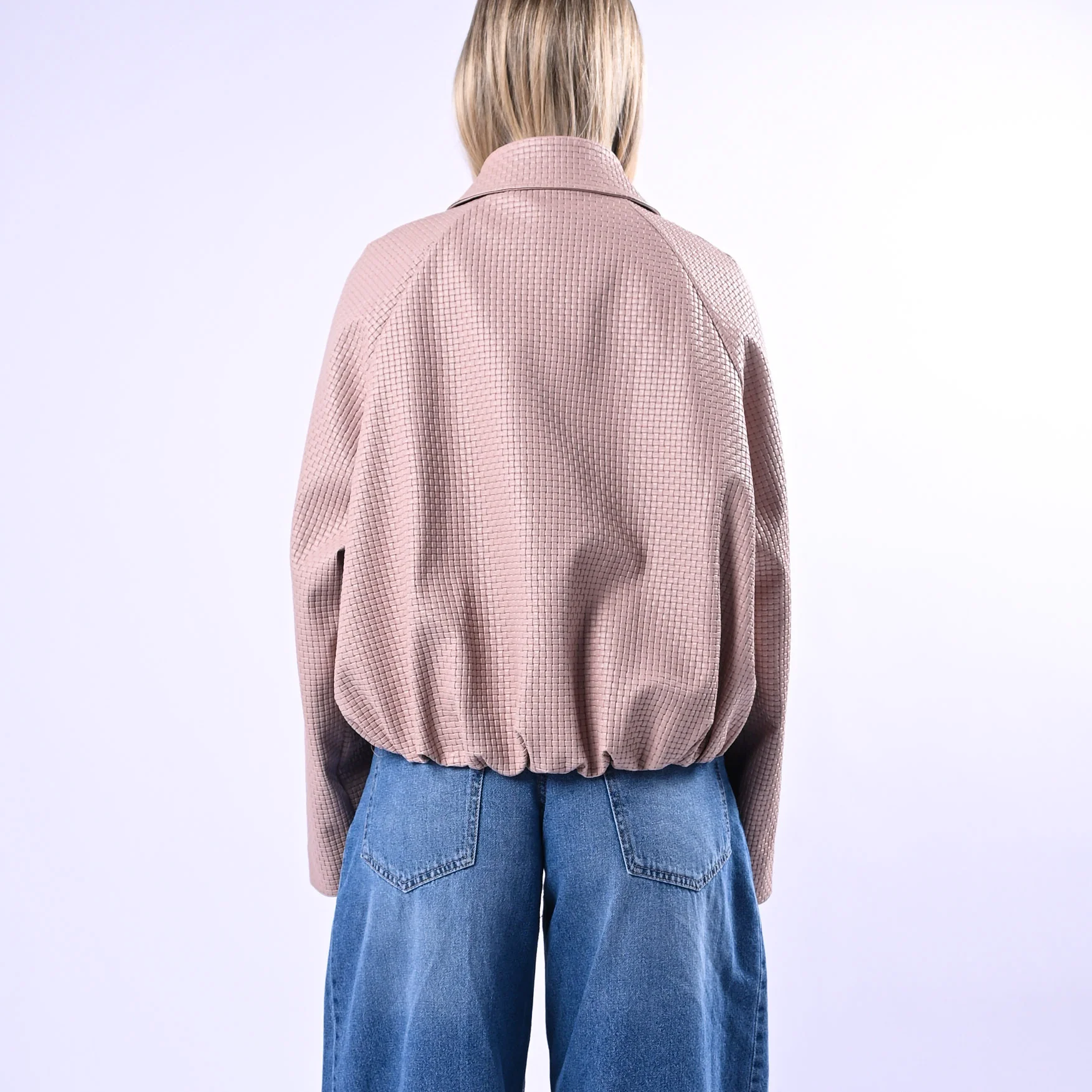 HAVEONE - BOMBER INTRECCIATO ECOPELLE ART.KNO-Q056 - ROSA - Image 4