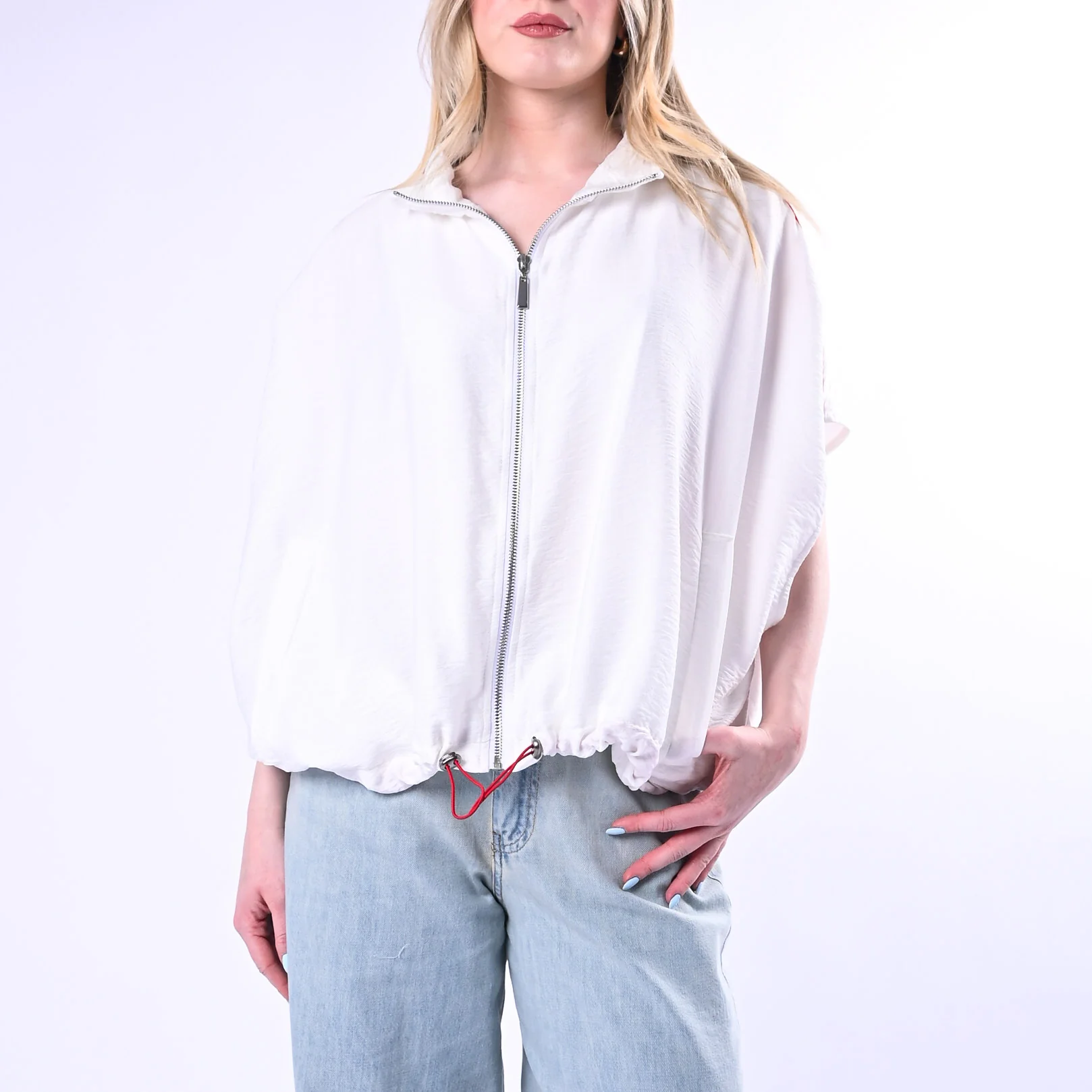 HAVEONE - BOMBER SMANICATO IN VISCOSA ART.KSV-Q078/BU - BURRO