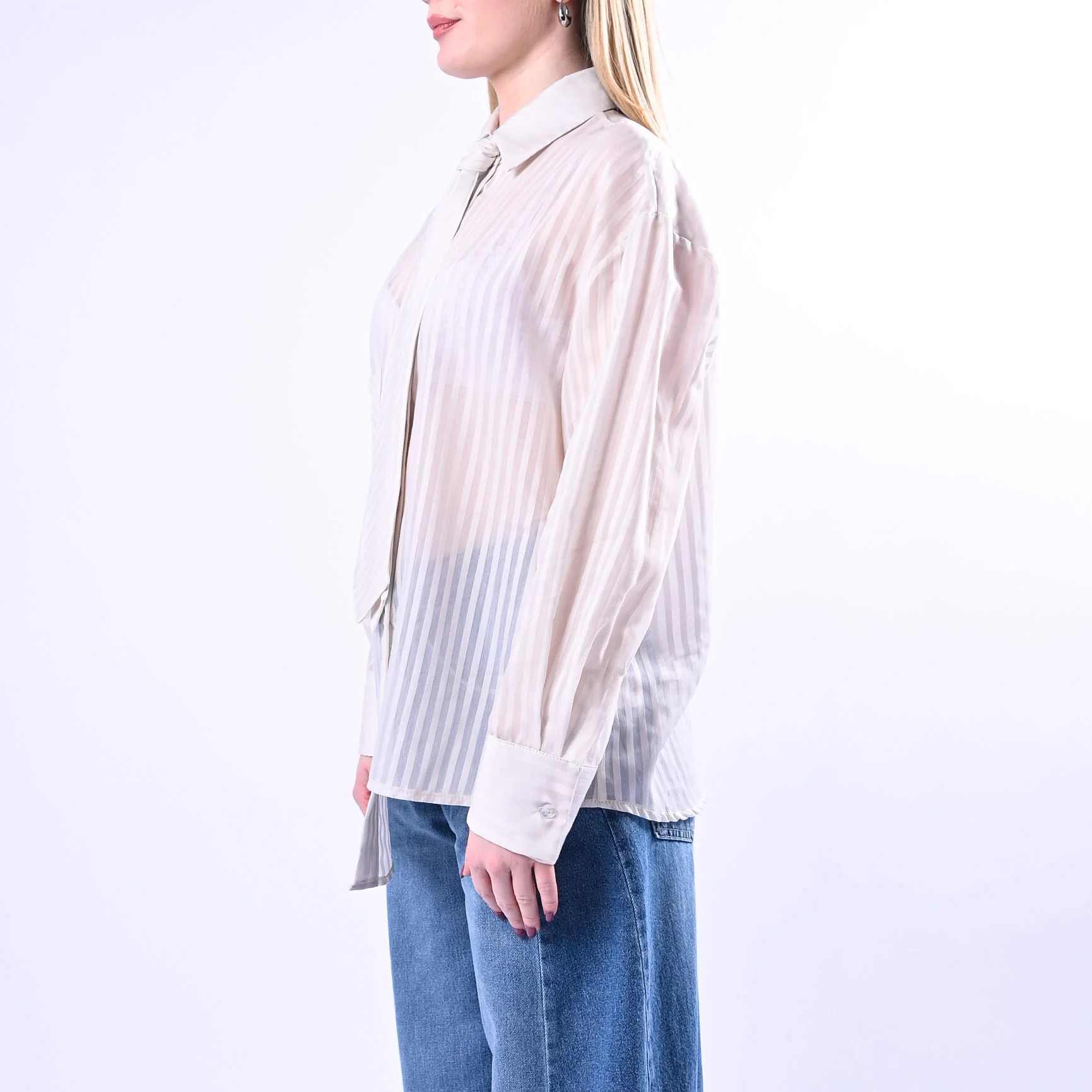 HAVEONE - CAMICIA ASIMMETRICA CON CRAVATTA ART.CVS-Q196 - BIANCO - Image 3