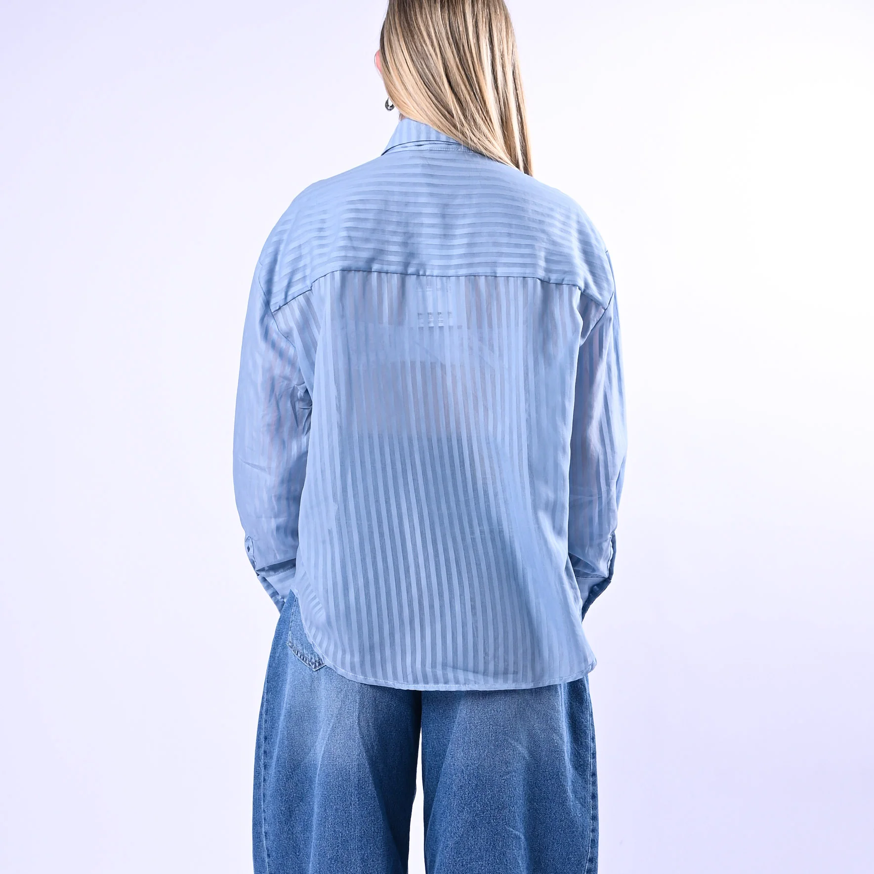 HAVEONE - CAMICIA ASIMMETRICA CON CRAVATTA ART.CVS-Q196 - CELESTE - Image 4