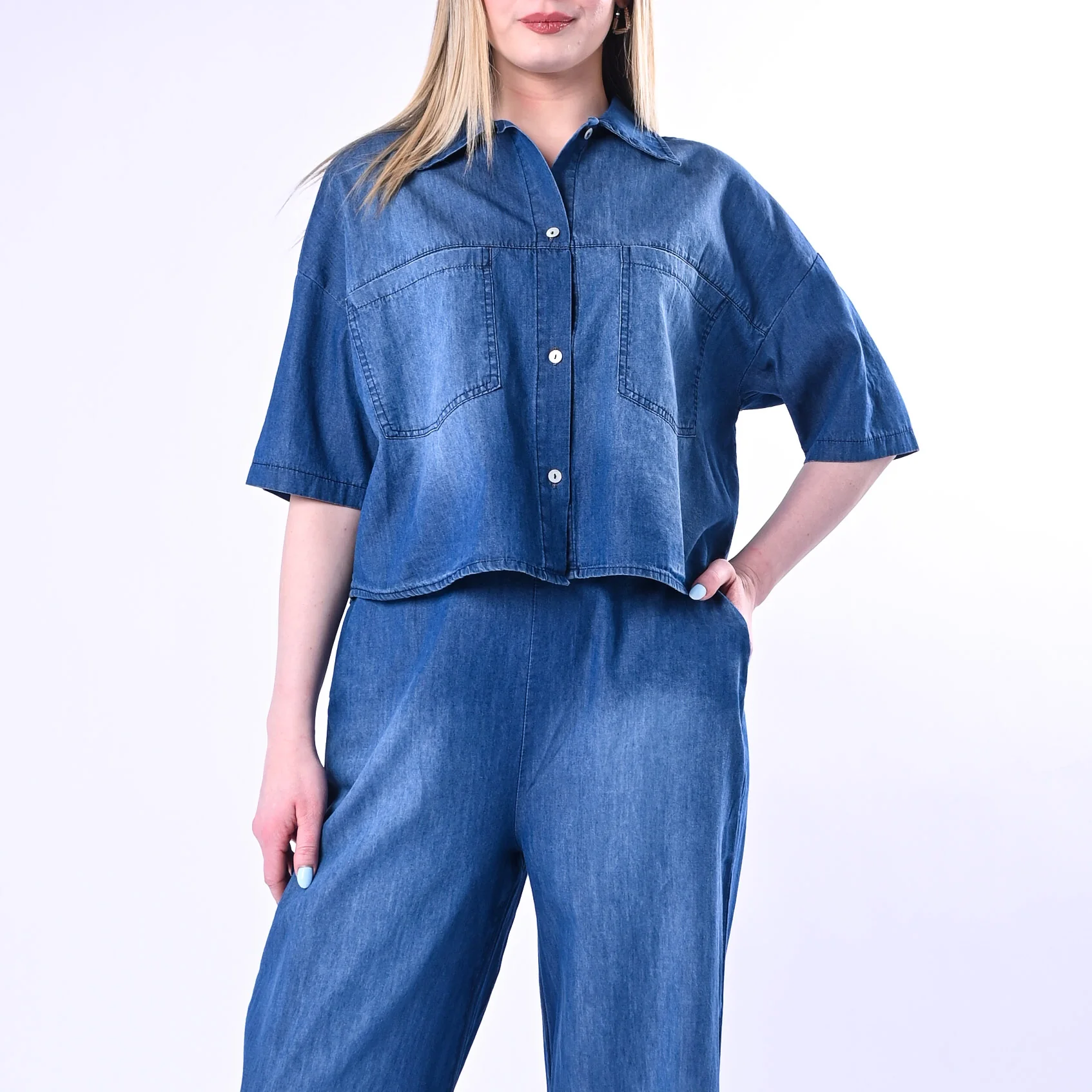 HAVEONE - CAMICIA OVER MEZZA MANICA IN CHAMBRAY ART.CNO-Q302/J - Image 2