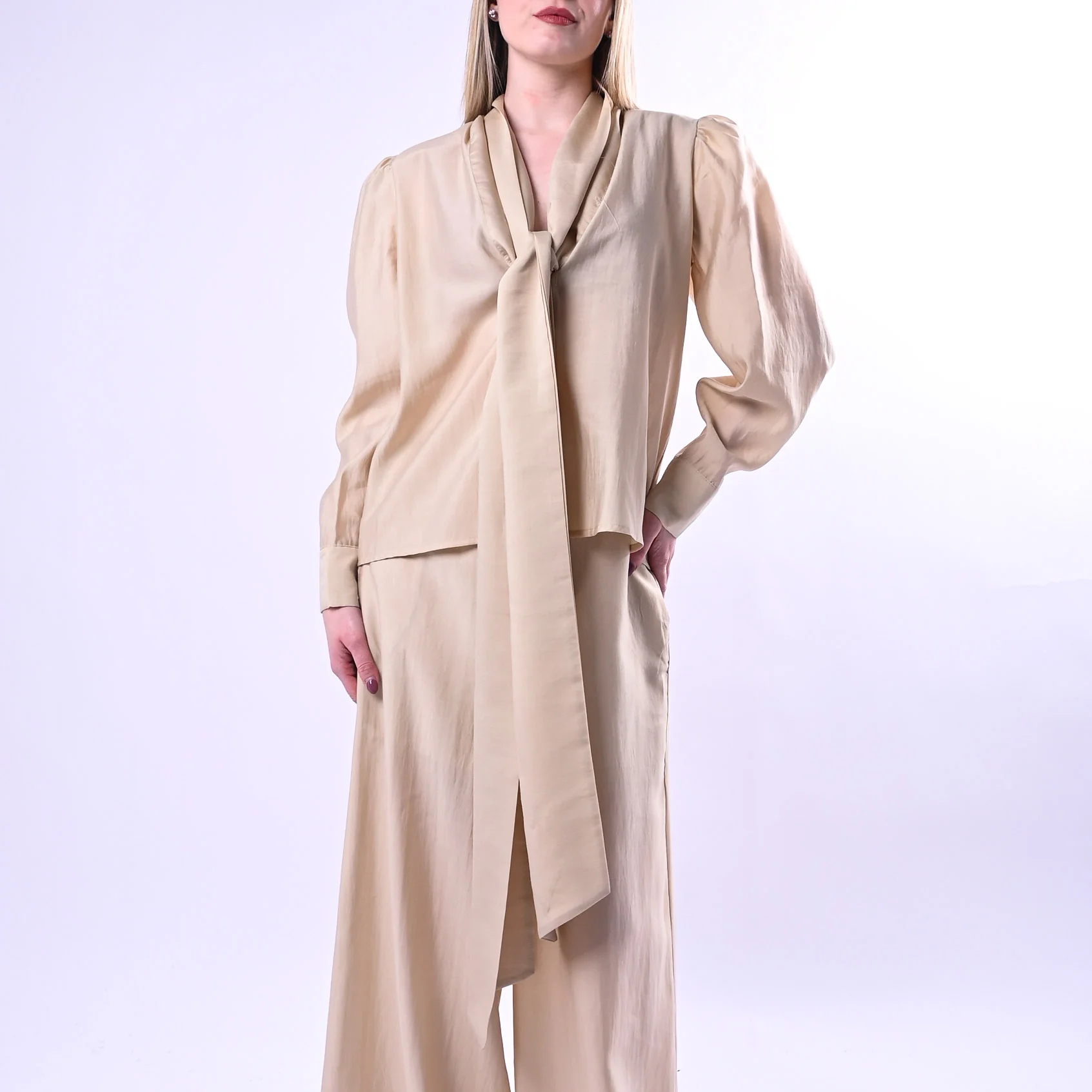 HAVEONE - CAMICIA SPALLA ARRICCIO E FUSCIACCA ART.CMA-Q266/B - BEIGE