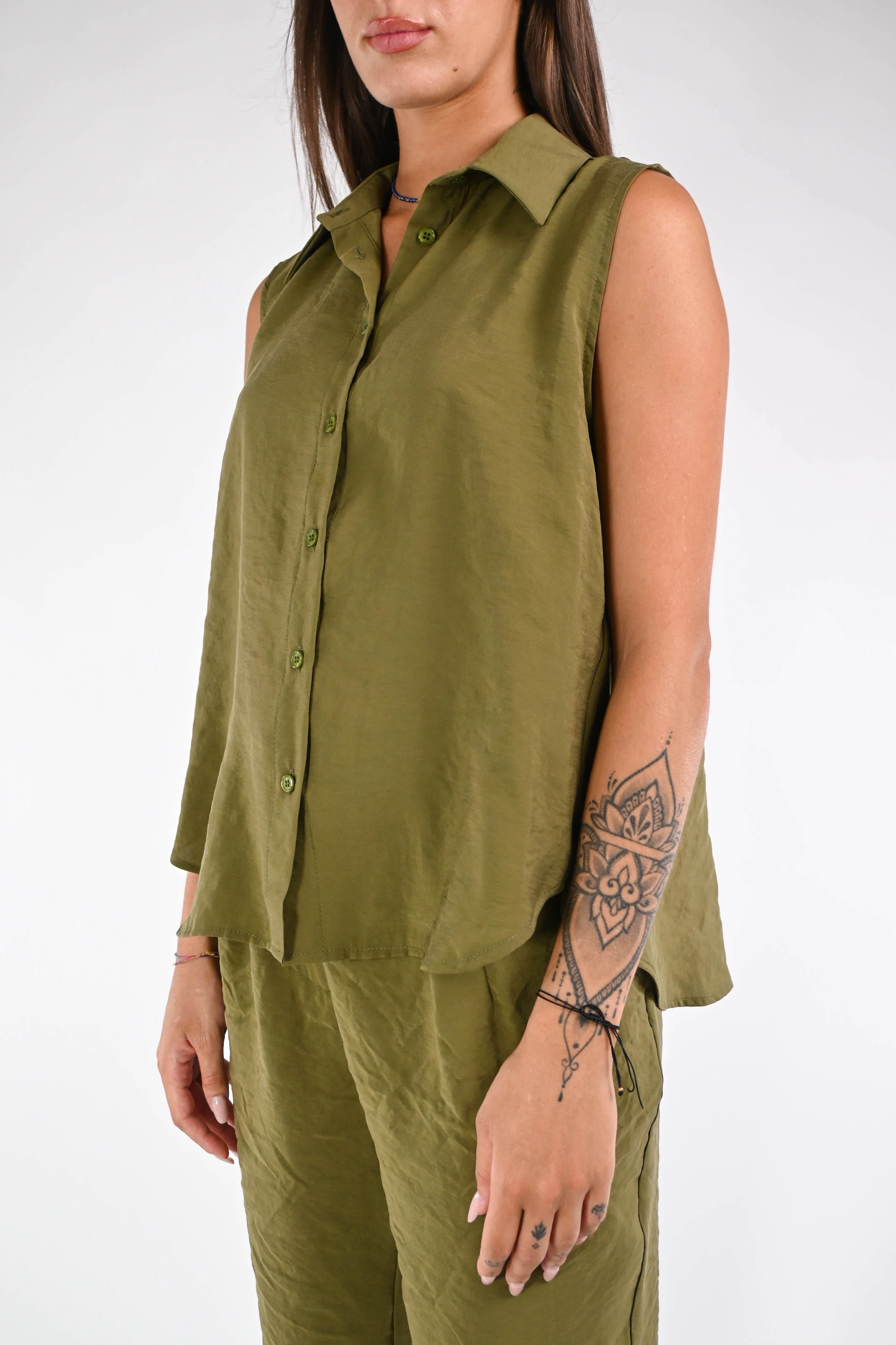 HAVEONE - CAMICIA SVASATA MODAL ART.CPA-N431 - MILITARE - Image 3