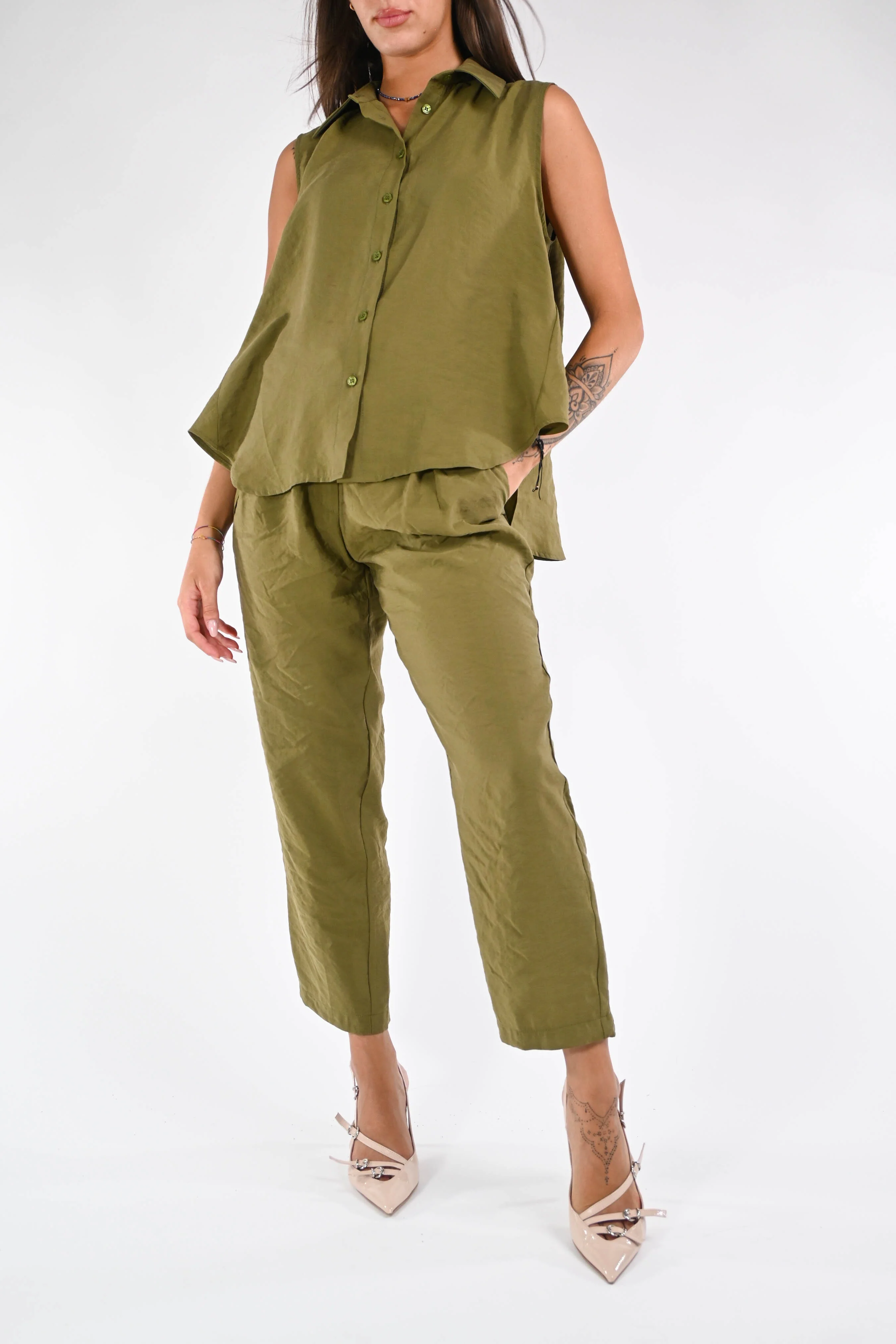 HAVEONE - CAMICIA SVASATA MODAL ART.CPA-N431 - MILITARE - Image 6