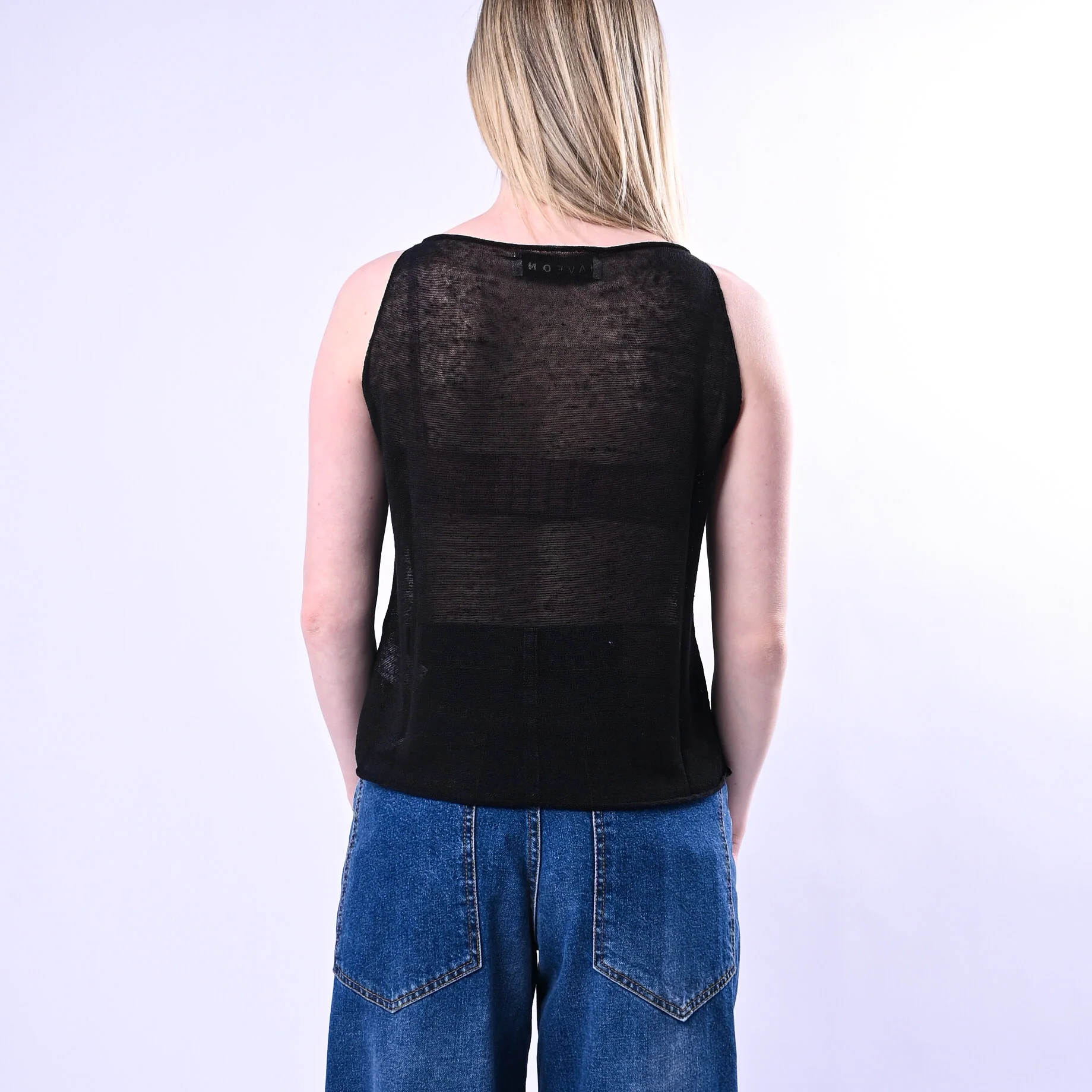HAVEONE - CANOTTA MAGLIA IN LINO ART.RMG-Q080/N - NERO - Image 4