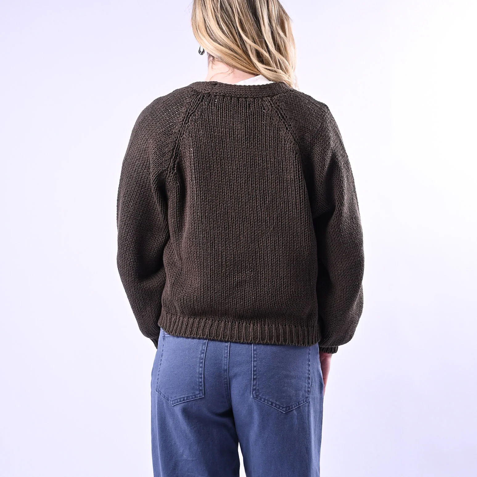 HAVEONE - CARDIGAN CORTO BOTTONE GIOIELLO ART.JIT-Q010 - MORO - Image 4