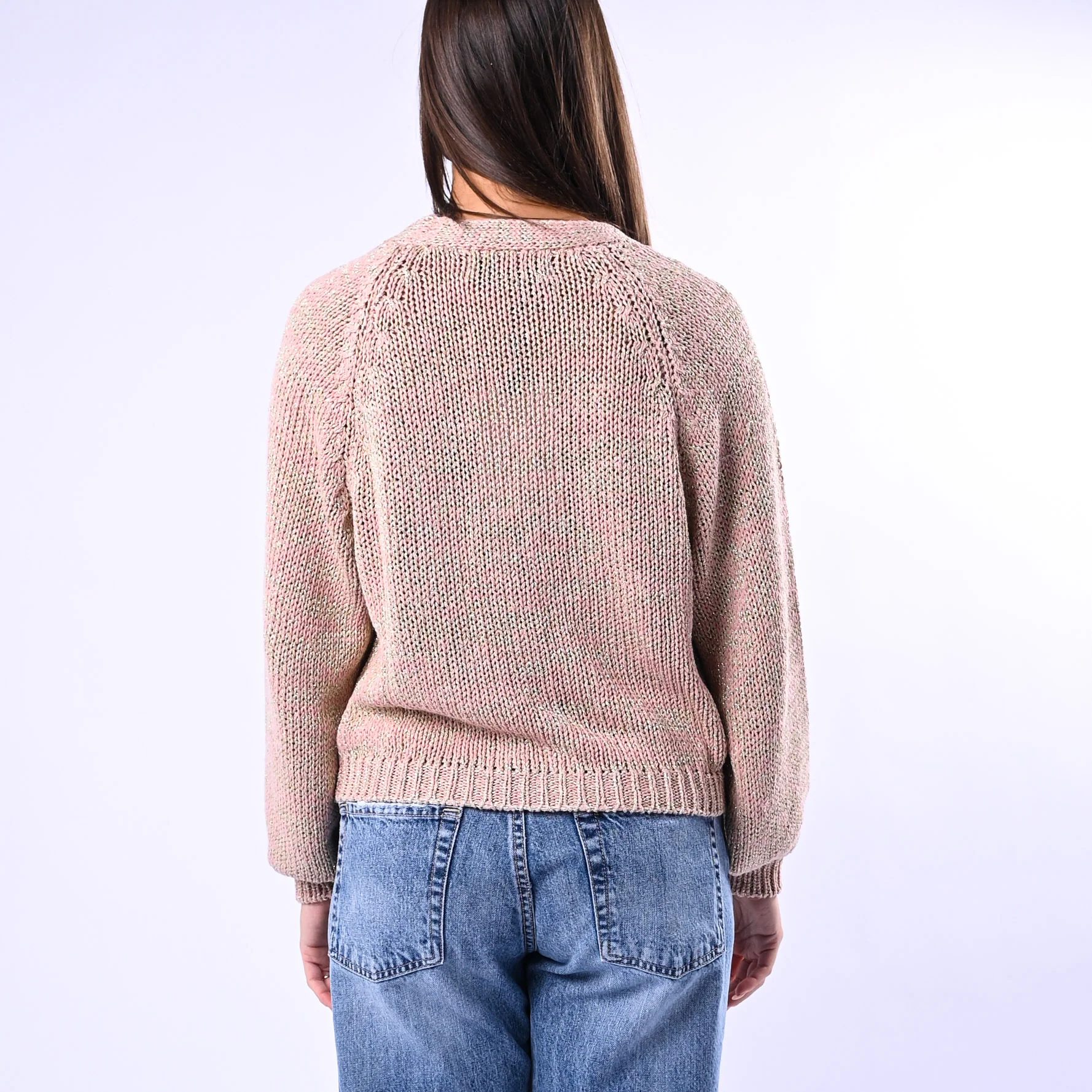 HAVEONE - CARDIGAN LUREX BOTTONE GIOIELLO ART.JIT-Q008 - ROSA - Image 5