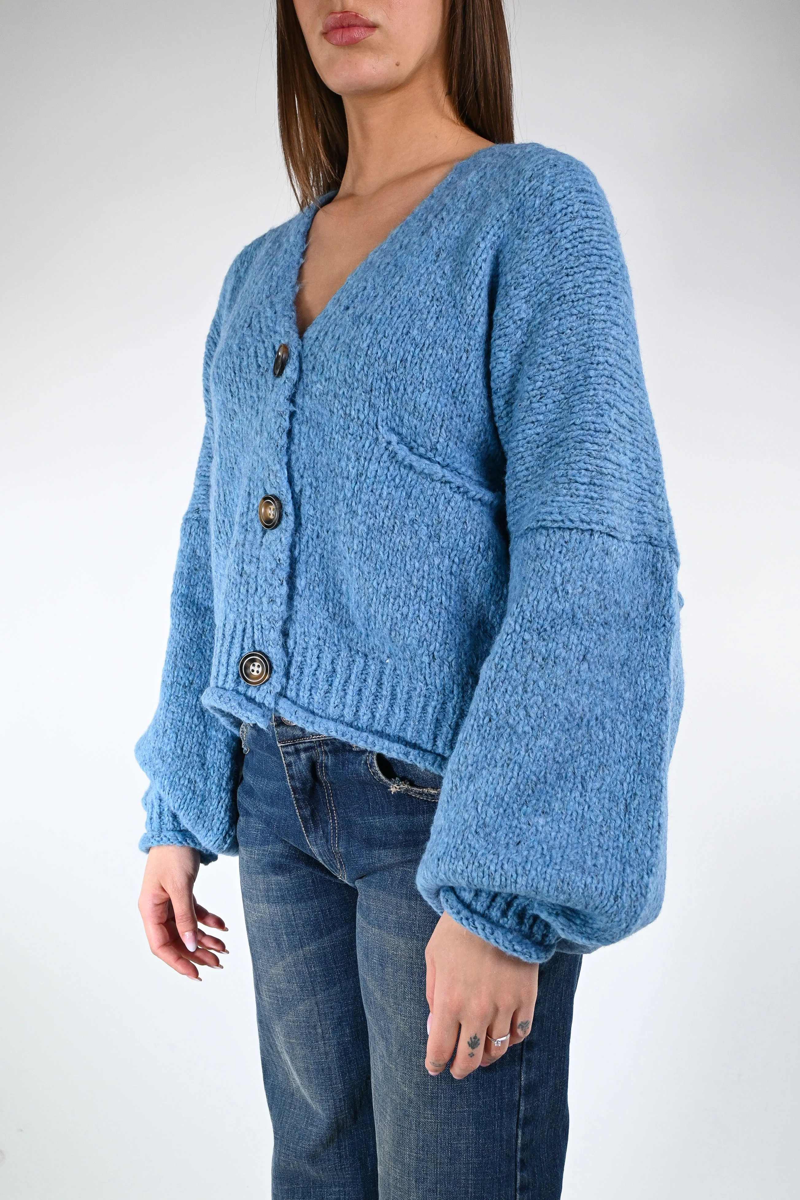 HAVEONE - CARDIGAN OVER ART.JIT-P020 - CELESTE - Image 3