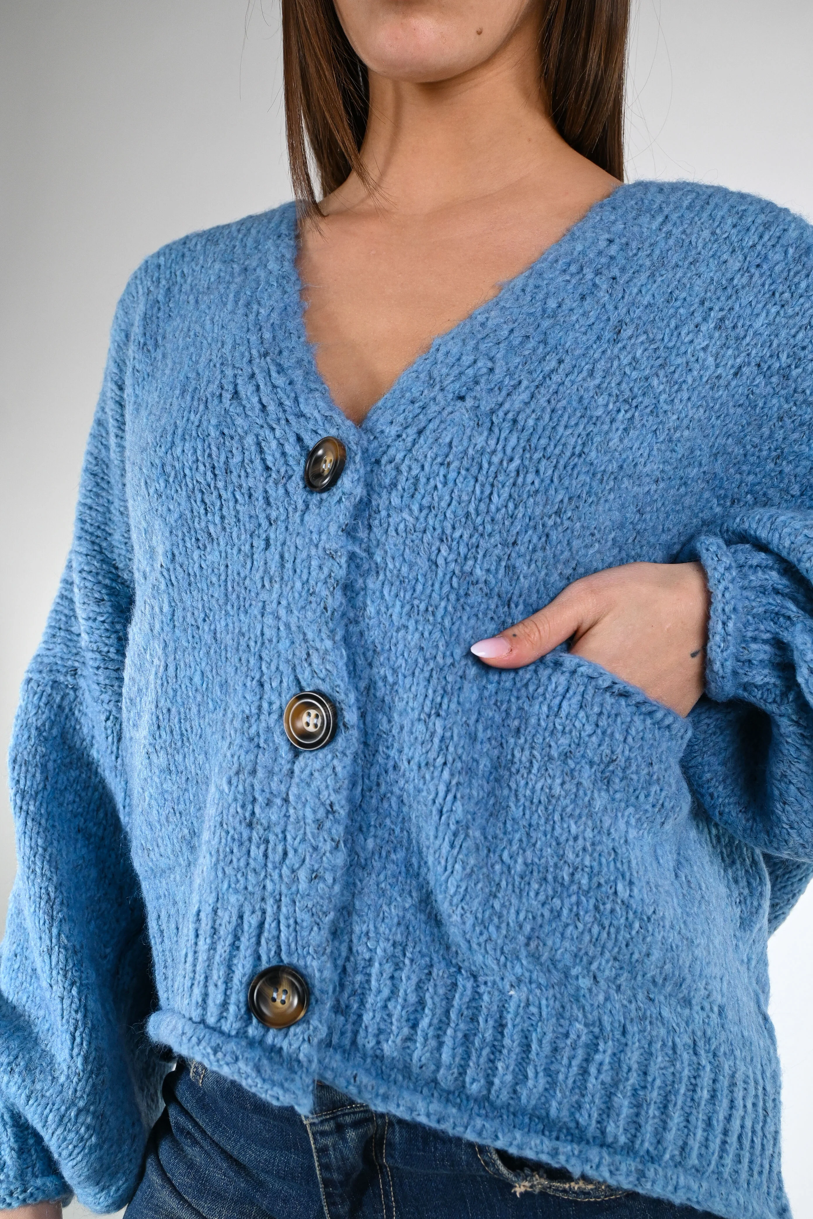 HAVEONE - CARDIGAN OVER ART.JIT-P020 - CELESTE - Image 5