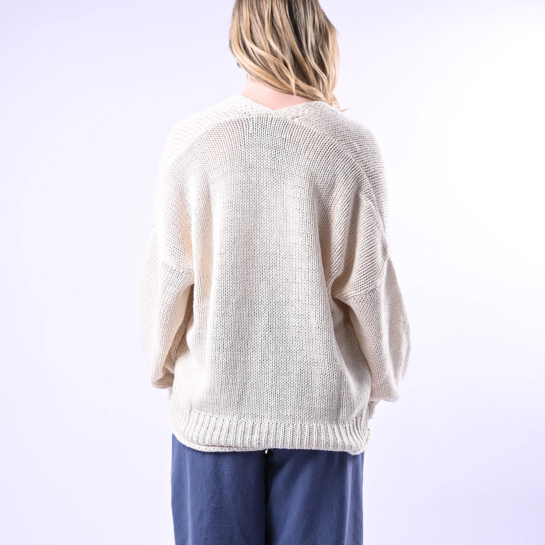 HAVEONE - CARDIGAN OVER BOTTONI LEGNO ART.JIT-Q007 - BURRO - Image 4