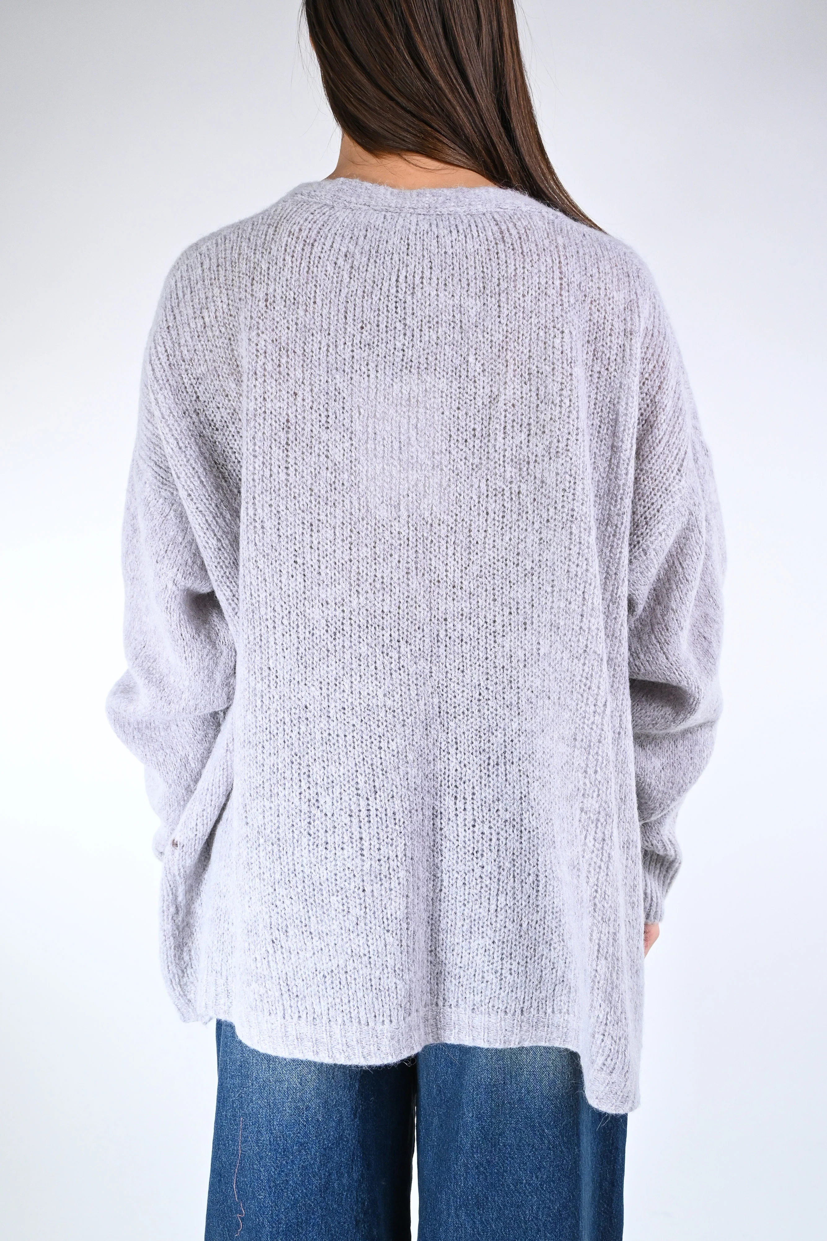 HAVEONE - CARDIGAN OVER BOTTONI MADRE PERLA ART.MPH-P455 - GRIGIO - Image 4