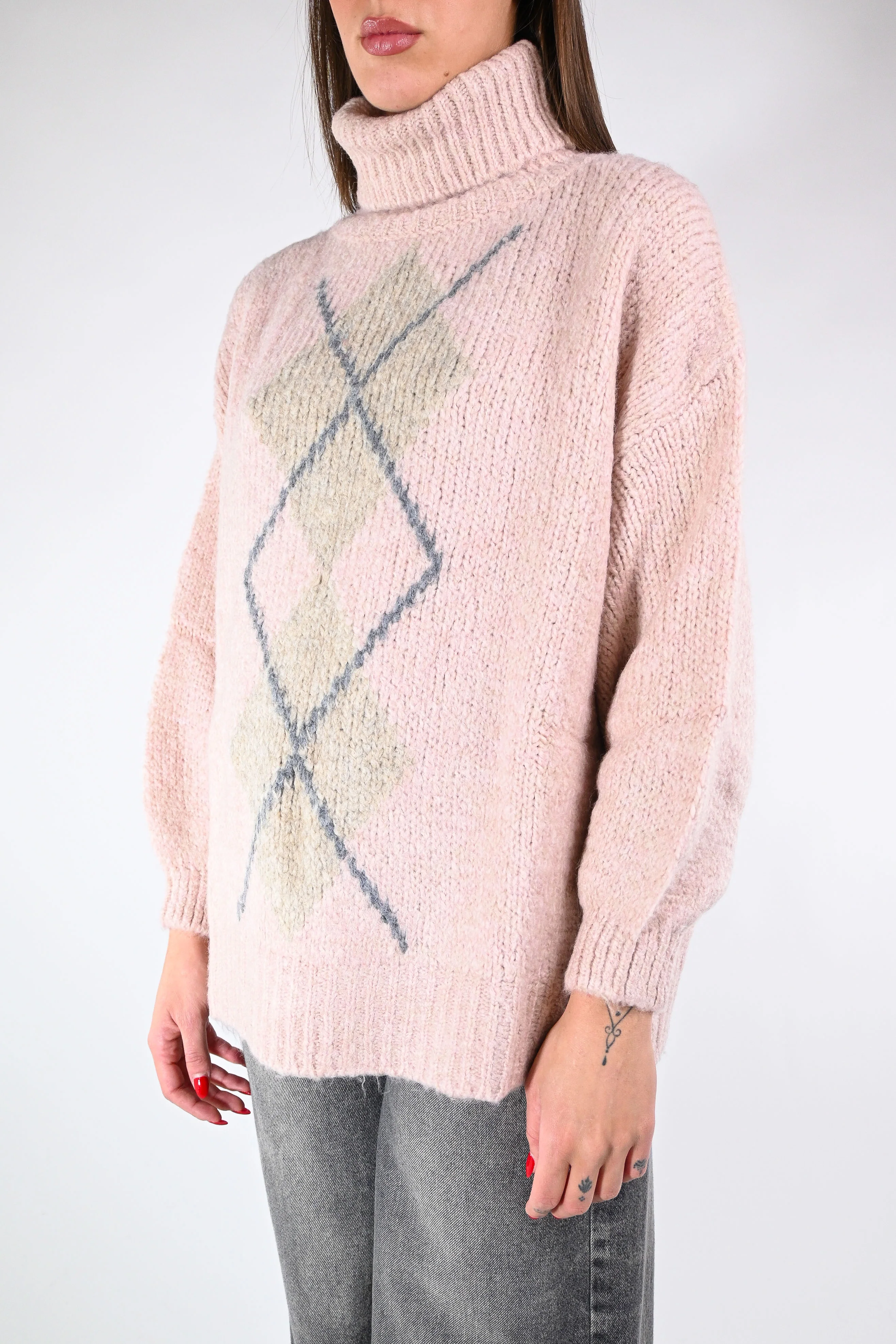 HAVEONE - DOLCEVITA A ROMBI ART.MNQ-M276 - ROSA/MASTICE/GRIGIO - Image 3