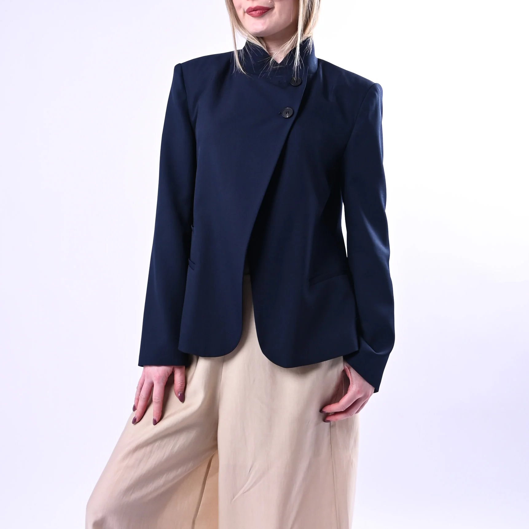 HAVEONE - GIACCA COREANA BOTTONI SPOSTATI ART.JMN-Q090/B - BLU