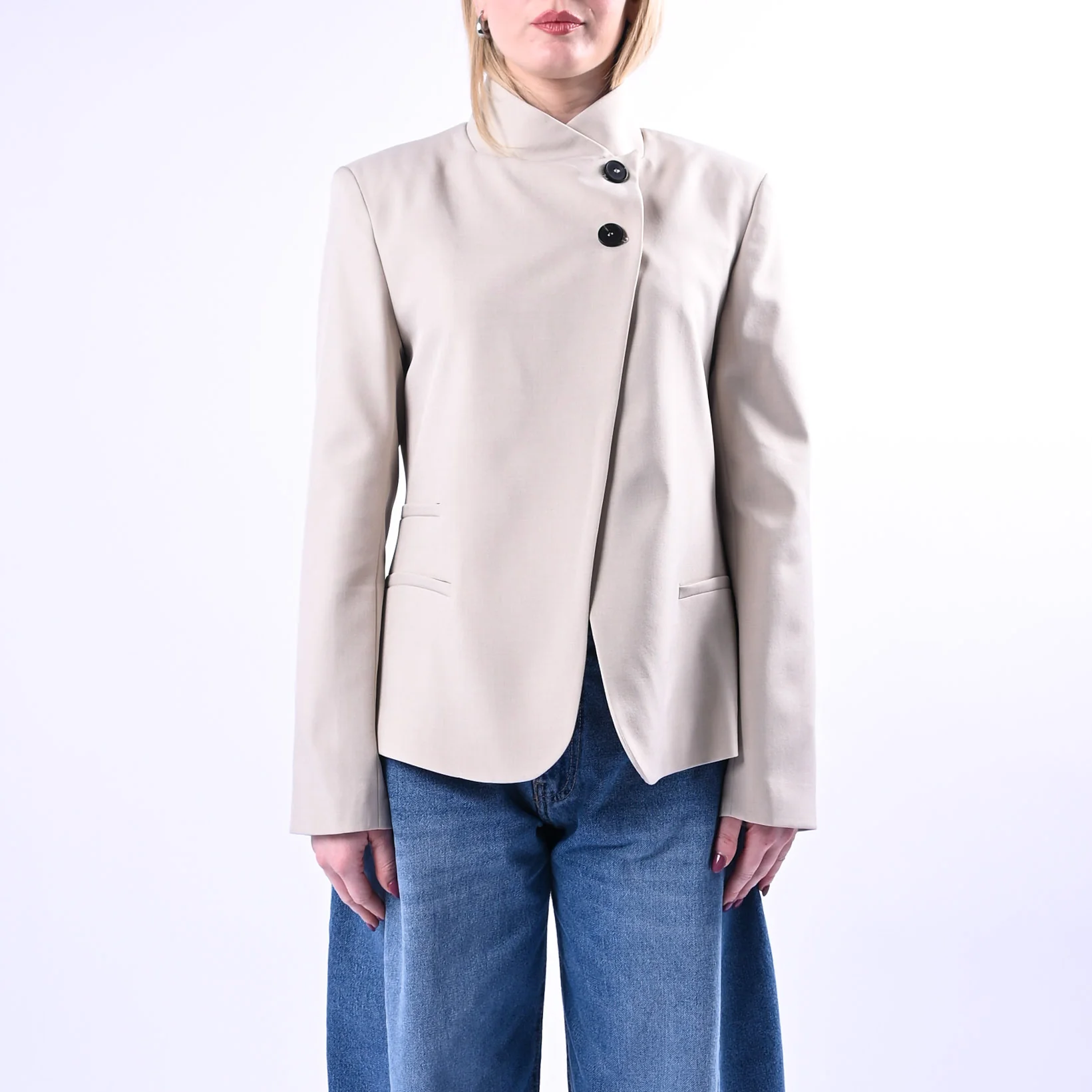 HAVEONE - GIACCA COREANA BOTTONI SPOSTATI ART.JMN-Q090 - BEIGE - Image 2