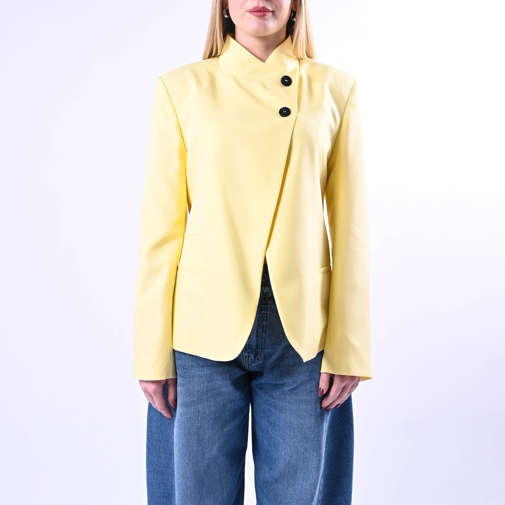 HAVEONE - GIACCA COREANA BOTTONI SPOSTATI ART.JMN-Q090 - GIALLO - Image 2