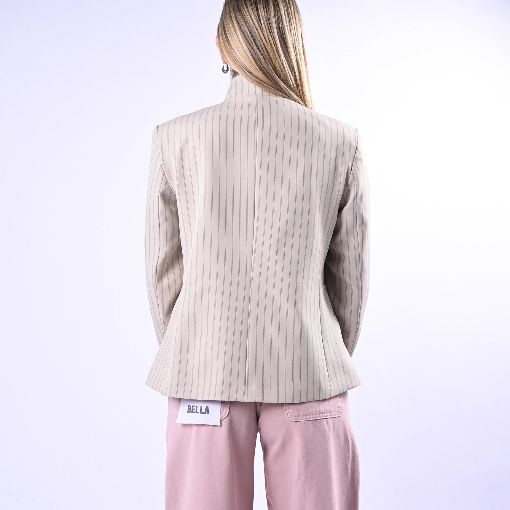 HAVEONE - GIACCA GESSATA COREANA BOTTONI SPOSTATI ART.JMN-Q096 - BEIGE - Image 4