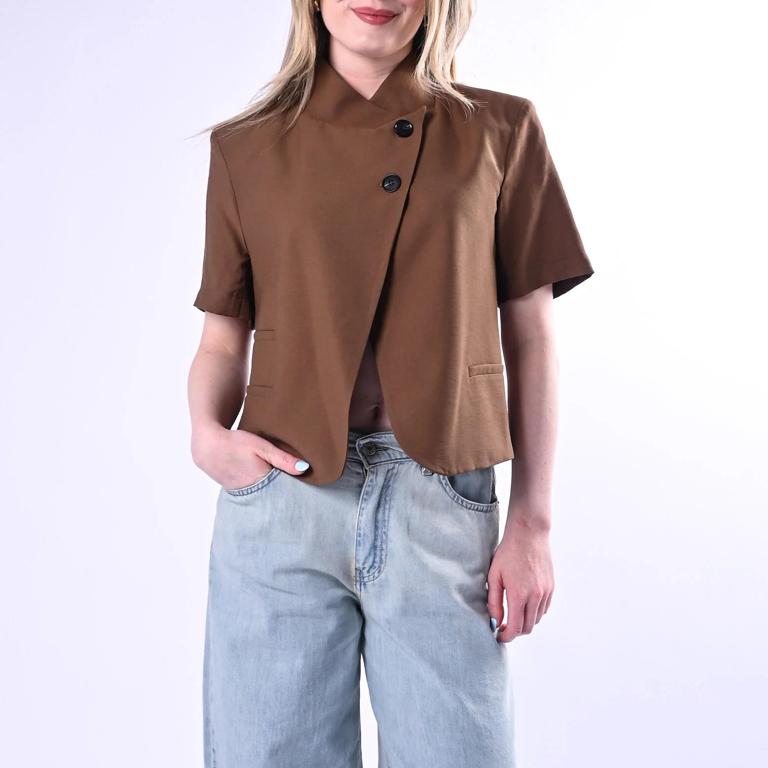 HAVEONE - GIACCA MEZZA MANICA BOTTONI SPOSTATI ART.GMN-Q116/M - MORO