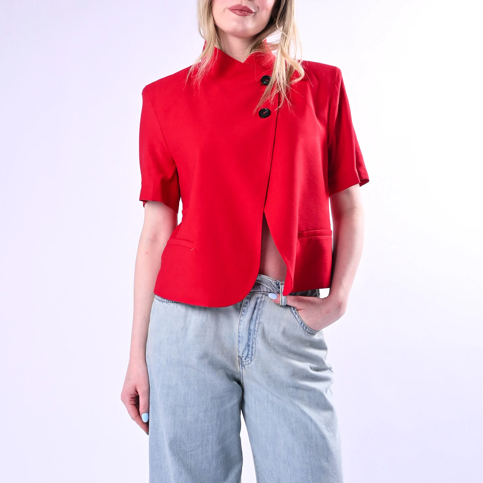 HAVEONE - GIACCA MEZZA MANICA BOTTONI SPOSTATI ART.GMN-Q116/R - ROSSO