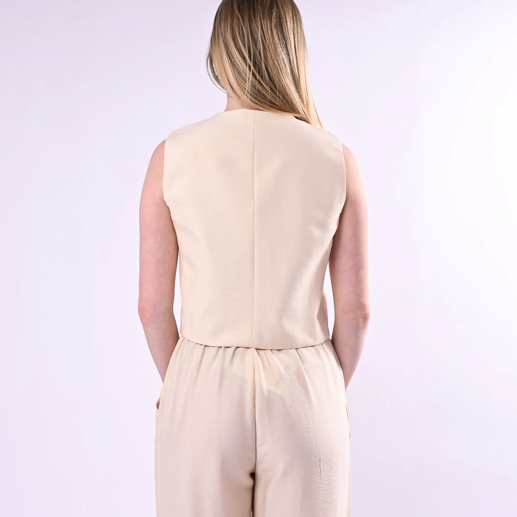 HAVEONE - GILET DUE BOTTONI IN VISCOSA ART.LIA-Q044/B - BEIGE - Image 5