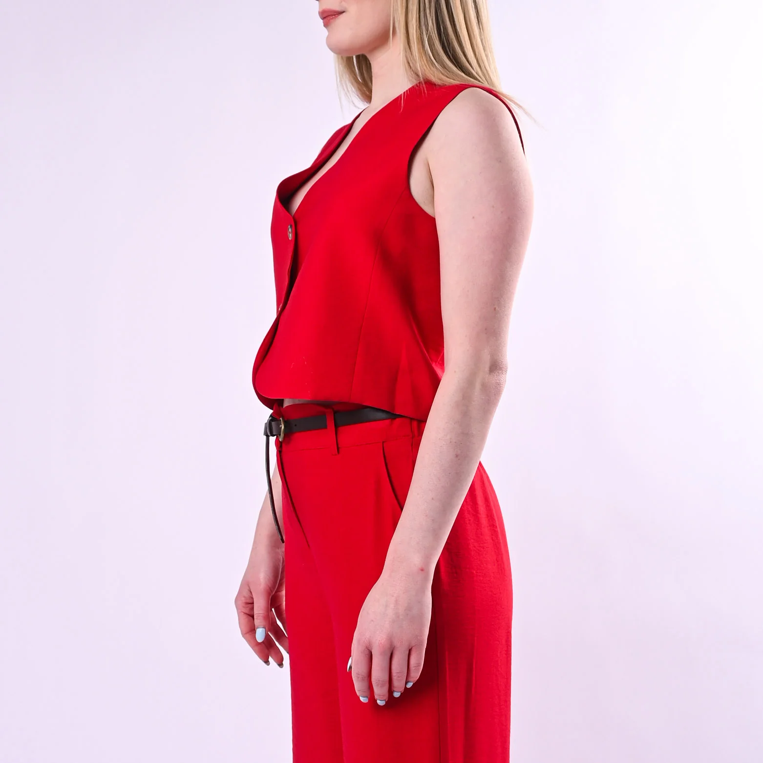 HAVEONE - GILET DUE BOTTONI IN VISCOSA ART.LIA-Q044/R - ROSSO - Image 4