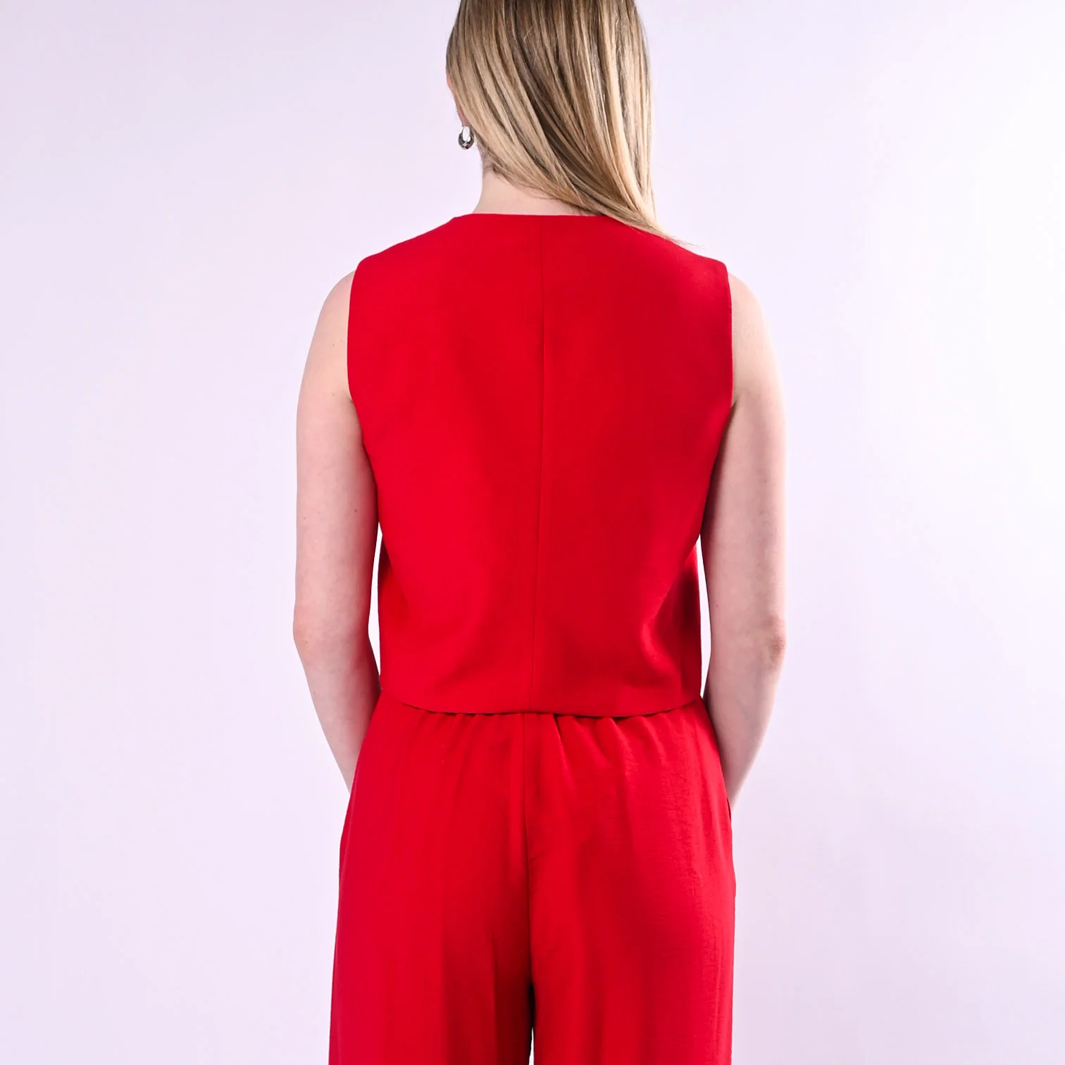 HAVEONE - GILET DUE BOTTONI IN VISCOSA ART.LIA-Q044/R - ROSSO - Image 5
