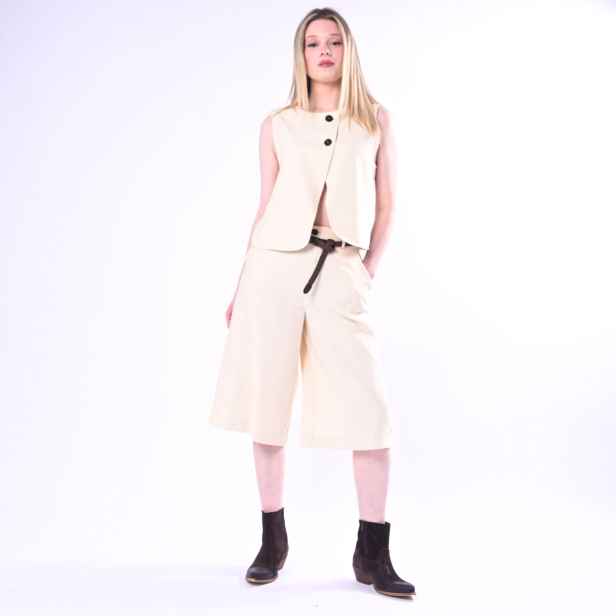 HAVEONE - GILET DUE BOTTONI IN VISCOSA ART.LNM-Q034/B - BURRO