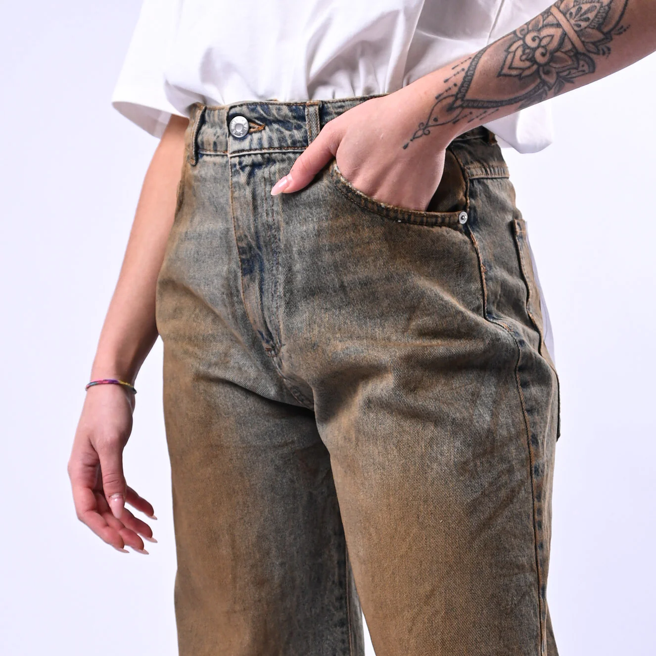 HAVEONE - JEANS AMELIE SUPERPOCKET ART.PGZ-Q118 - SPENNELLATO RUGGINE - Image 4