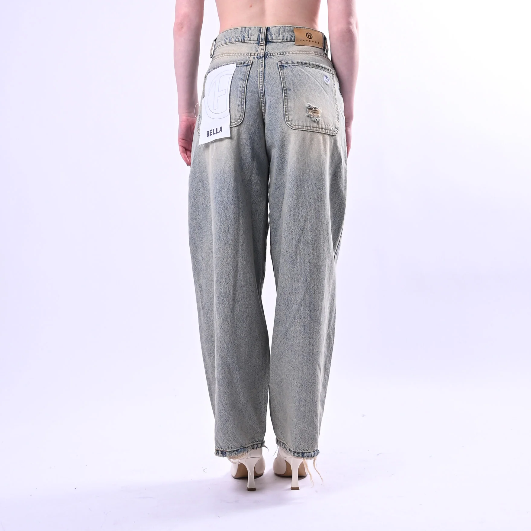 HAVEONE - JEANS BELLA CON ROTTURE ART.PLS-Q026 - LAVAGGIO CHIARO AL THE' - Image 4