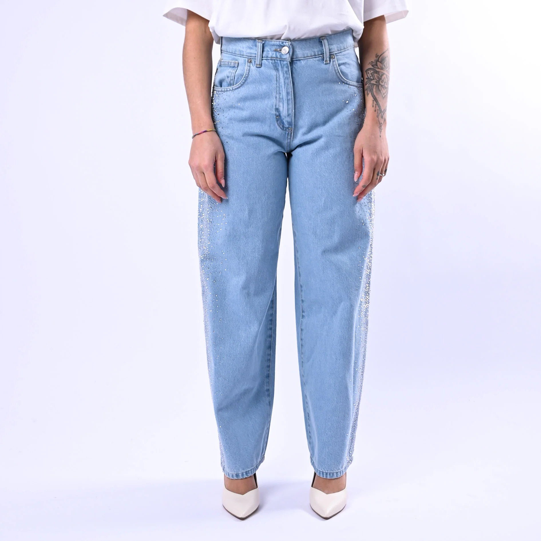 HAVEONE - JEANS BELLA CON STRASS ART.PLS-Q023 - LAVAGGIO CHIARO - Image 2