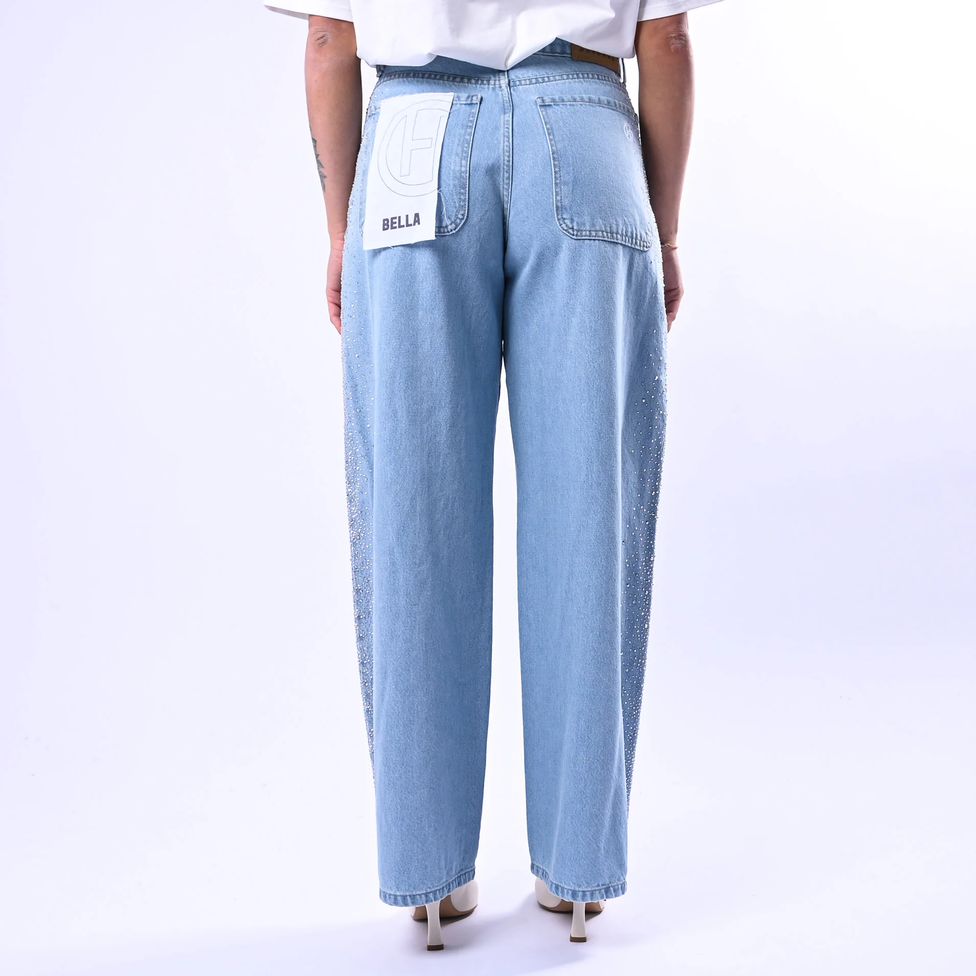 HAVEONE - JEANS BELLA CON STRASS ART.PLS-Q023 - LAVAGGIO CHIARO - Image 4