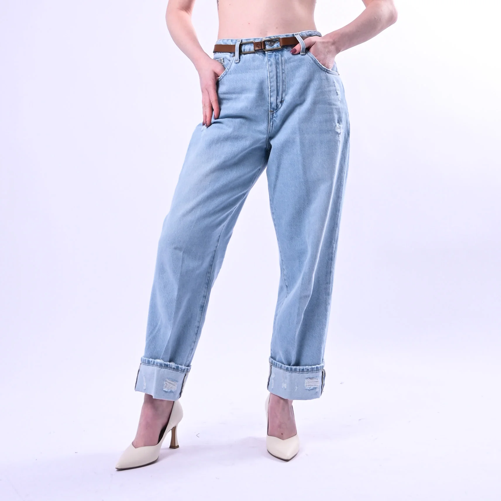 HAVEONE - JEANS MANDY TESSUTO FERMO ART.PLS-Q035 - BLEACH CHIARO