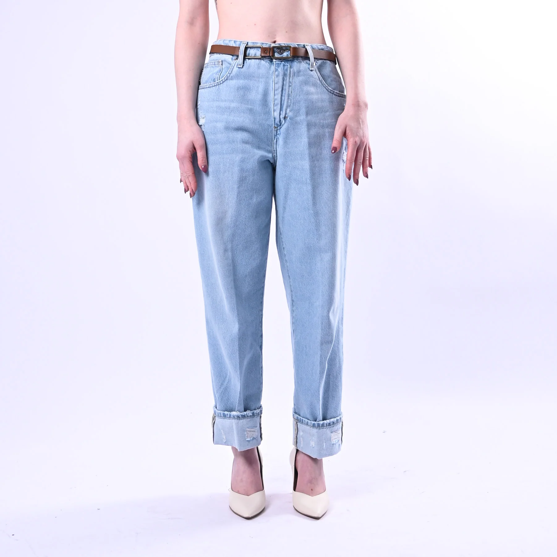 HAVEONE - JEANS MANDY TESSUTO FERMO ART.PLS-Q035 - BLEACH CHIARO - Image 2