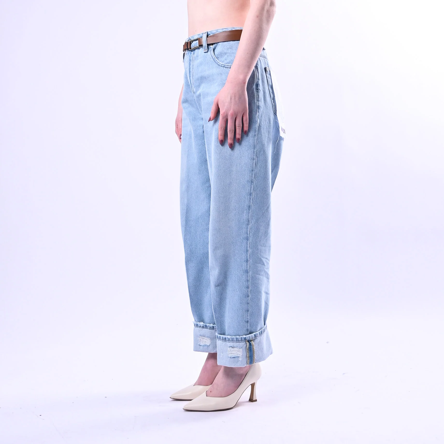 HAVEONE - JEANS MANDY TESSUTO FERMO ART.PLS-Q035 - BLEACH CHIARO - Image 3