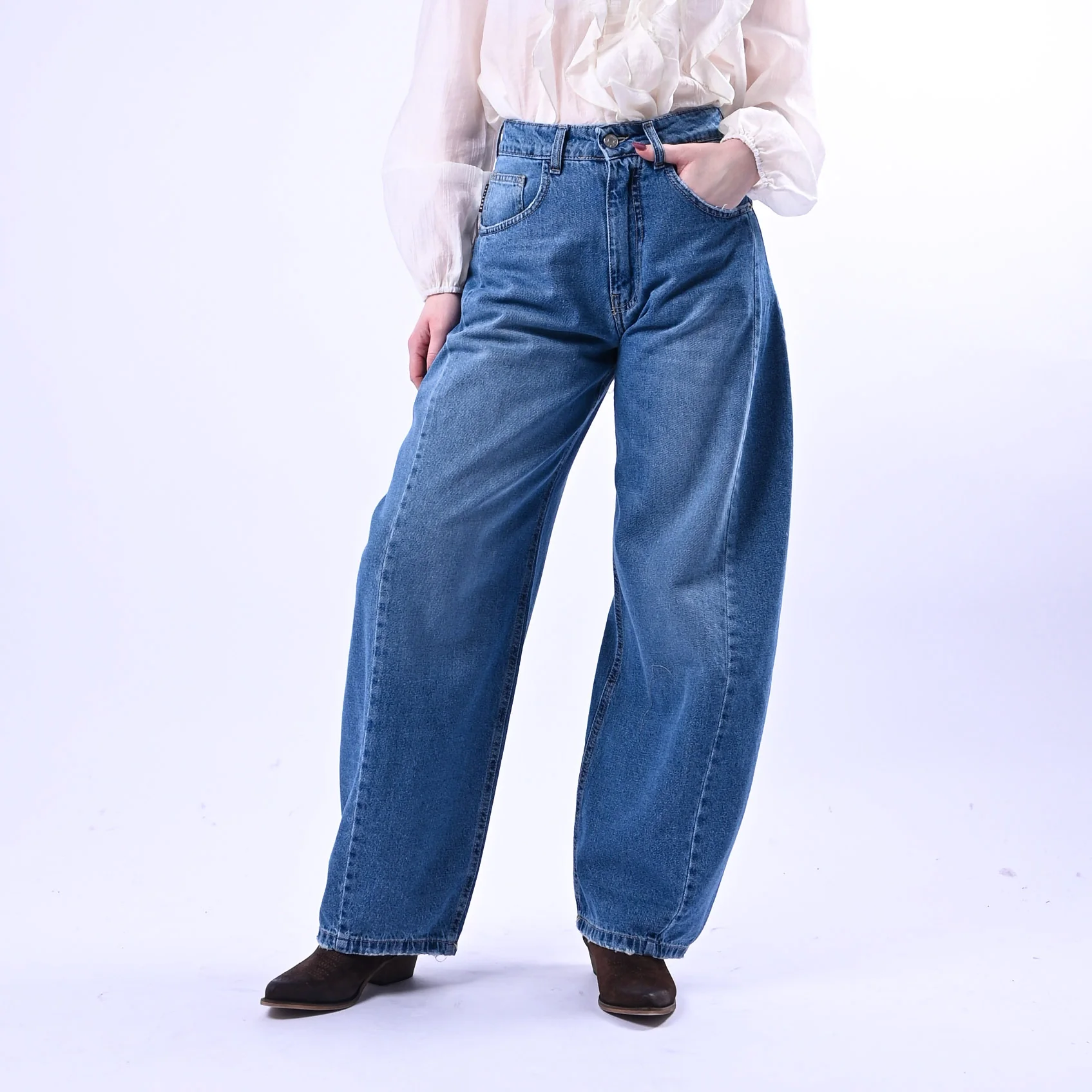HAVEONE - JEANS MODELLO LORE WIDE LEG ART.PGZ-Q160 - LAVAGGIO MEDIO
